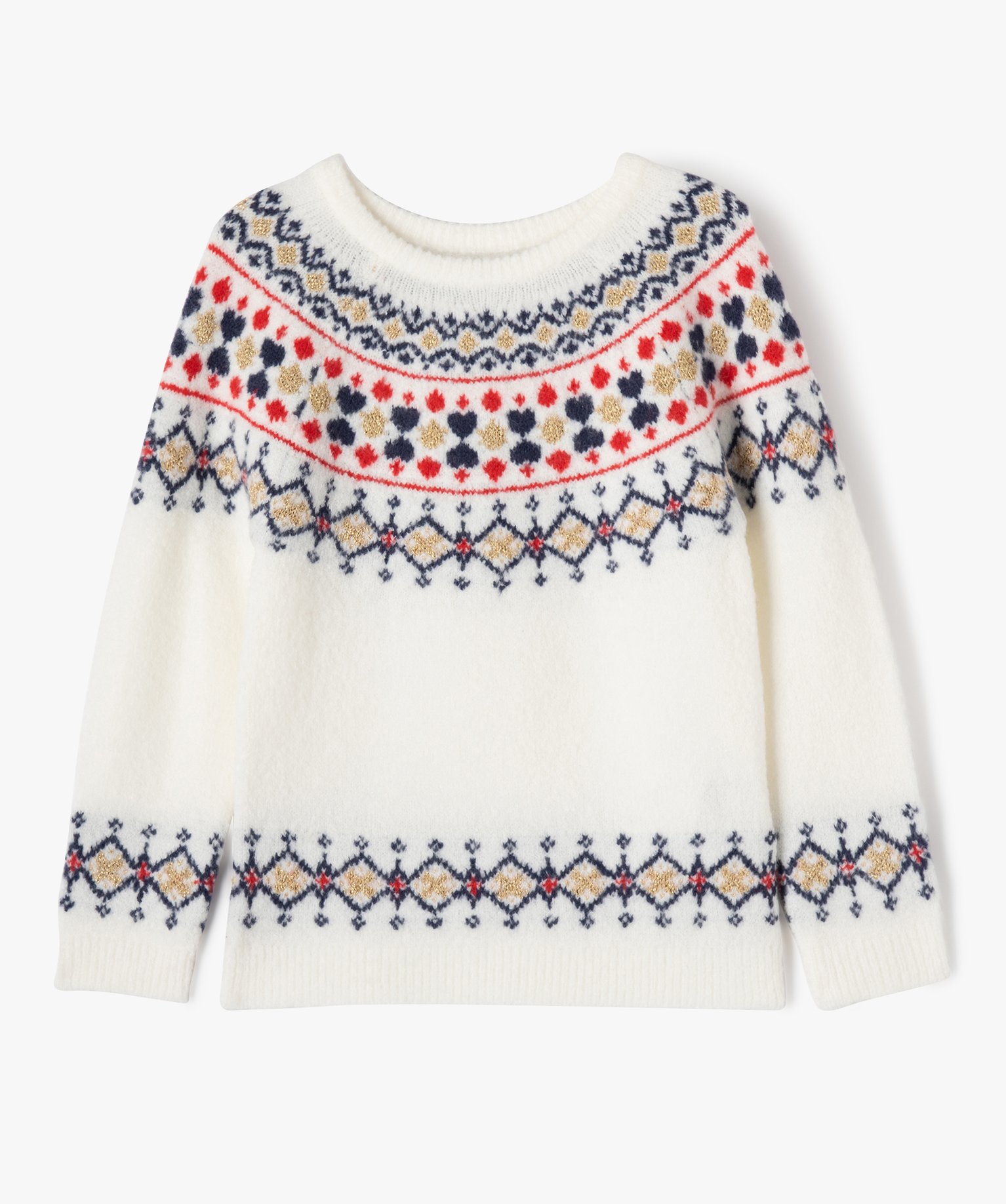 pull de noel avec touches pailletees fille beige pulls fille GEMO