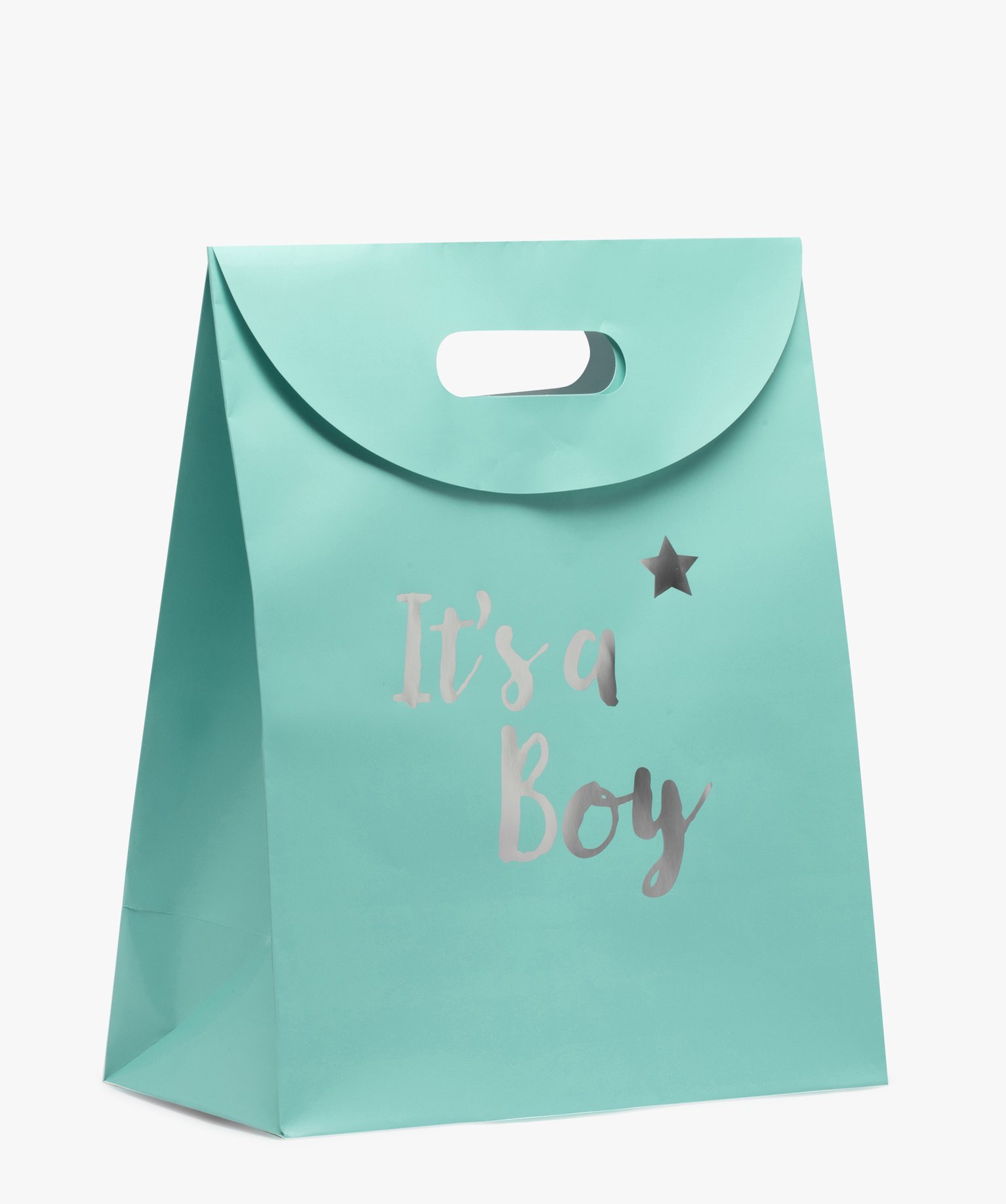 sac cadeau bebe garcon avec inscription scintillante bleu