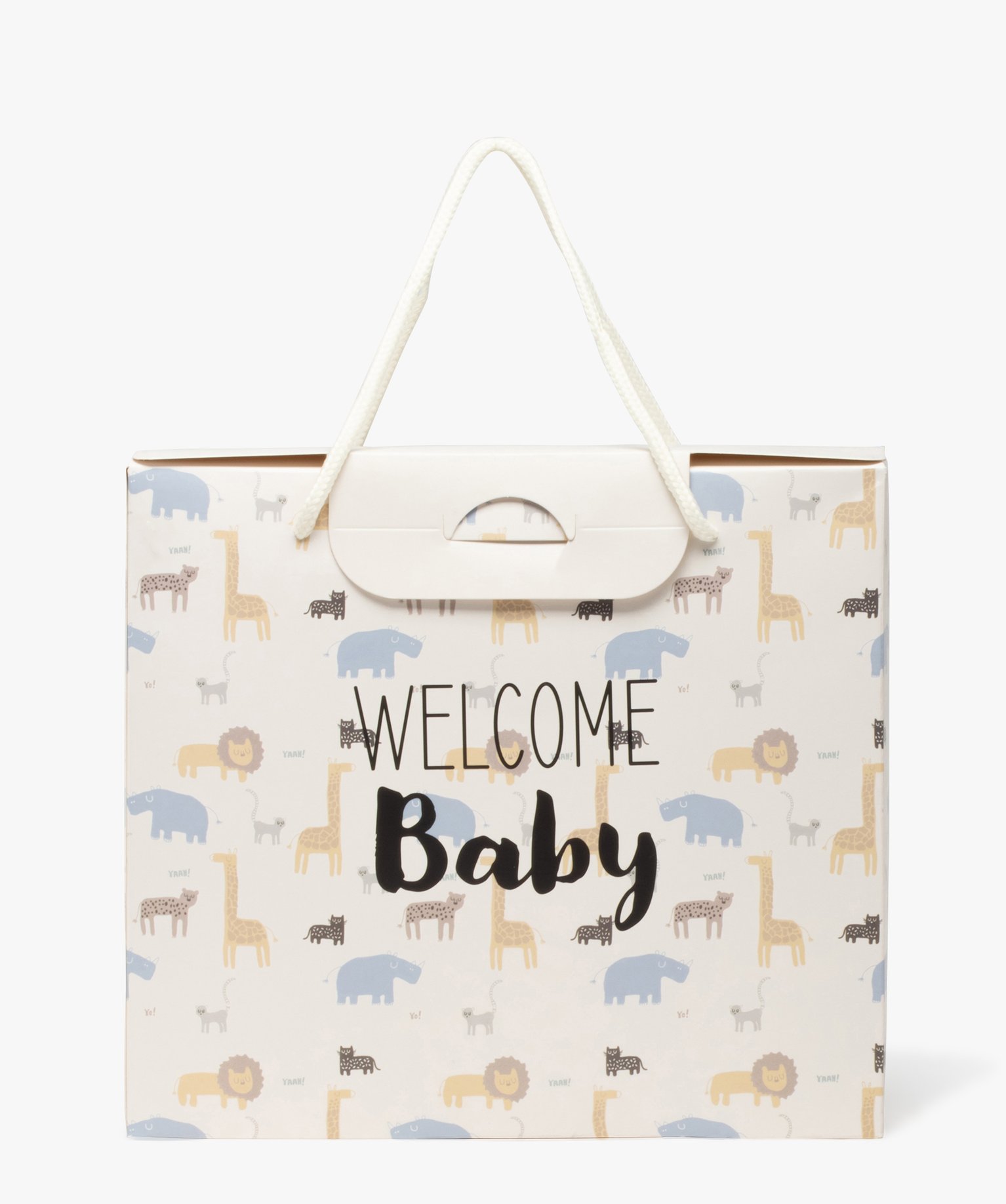 boite cadeau avec motifs animaux bebe blanc
