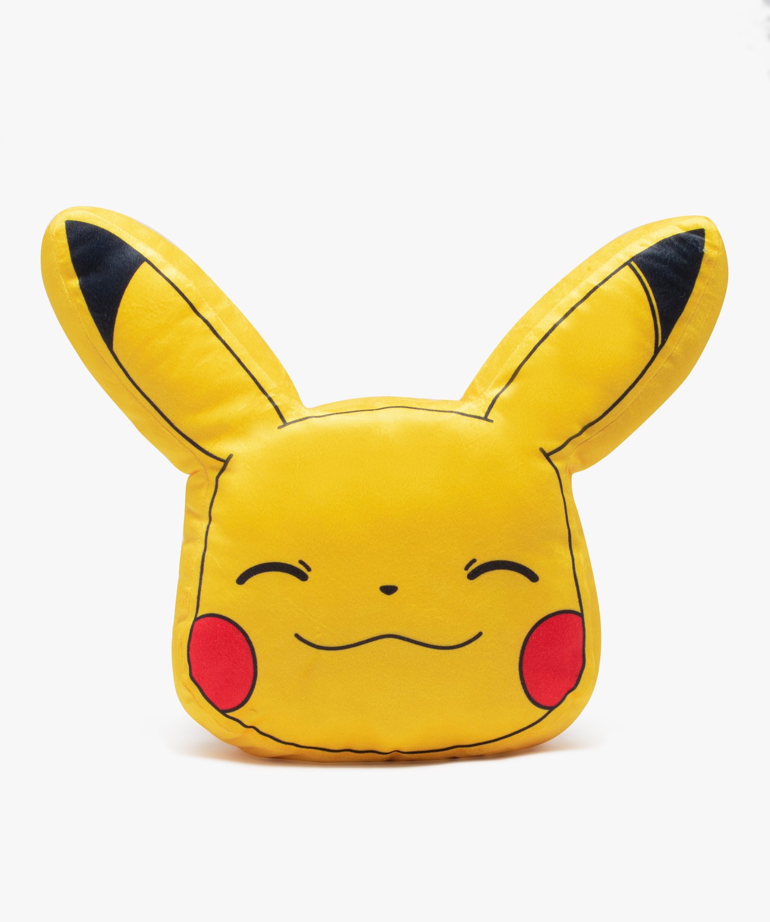 coussin en forme peluche pikachu - pokemon jaune