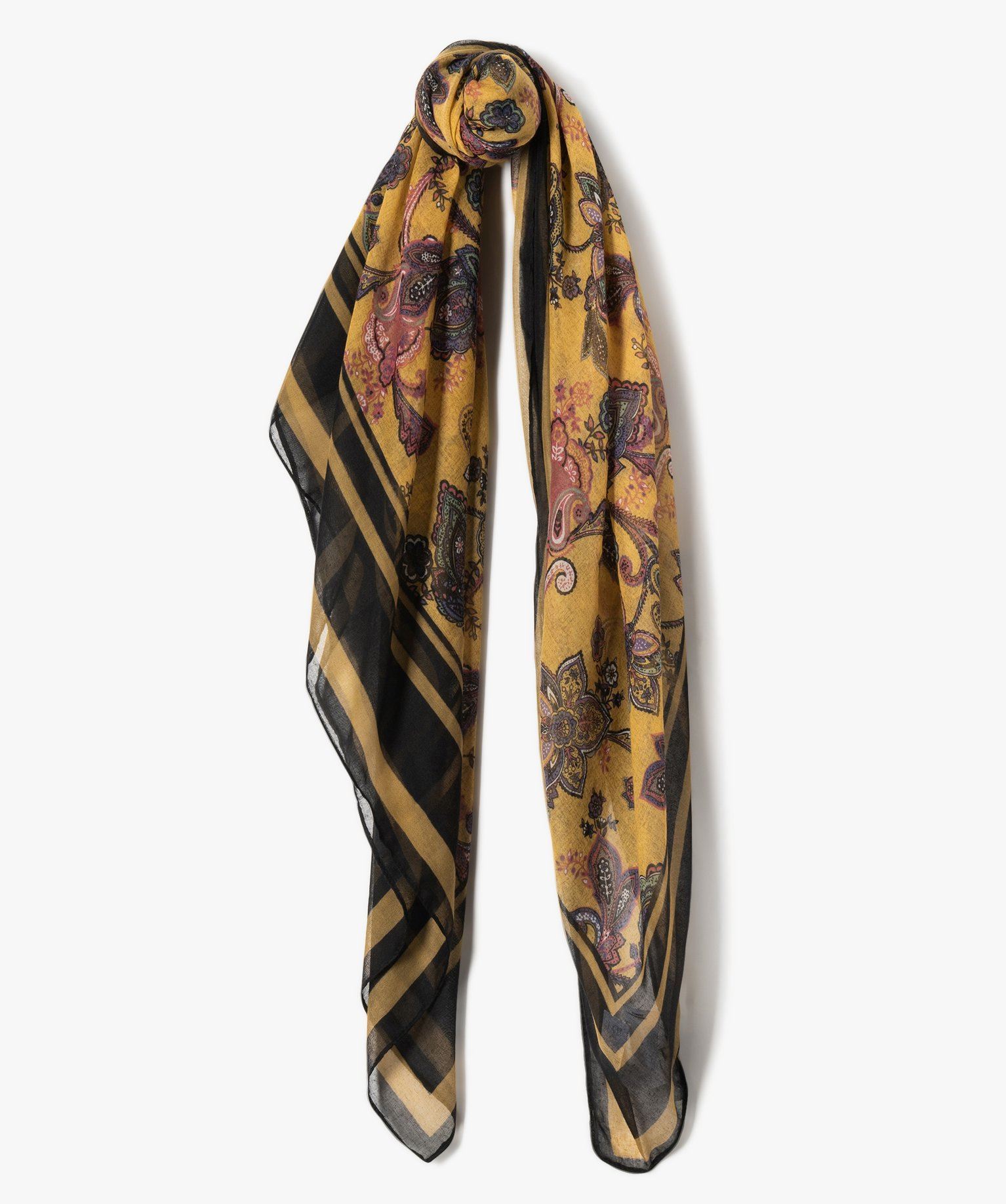 foulard carre grand format imprime femme jaune foulards