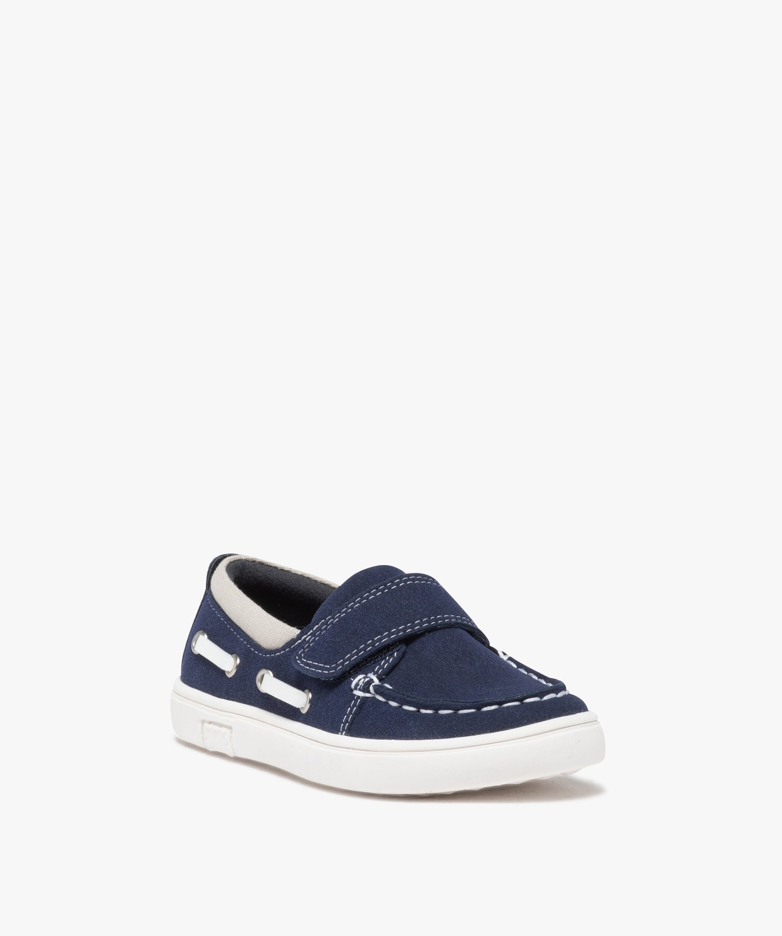 chaussures bateau bebe garcon unies en suedine avec scratch bleu chaussures basses garcon GEMO