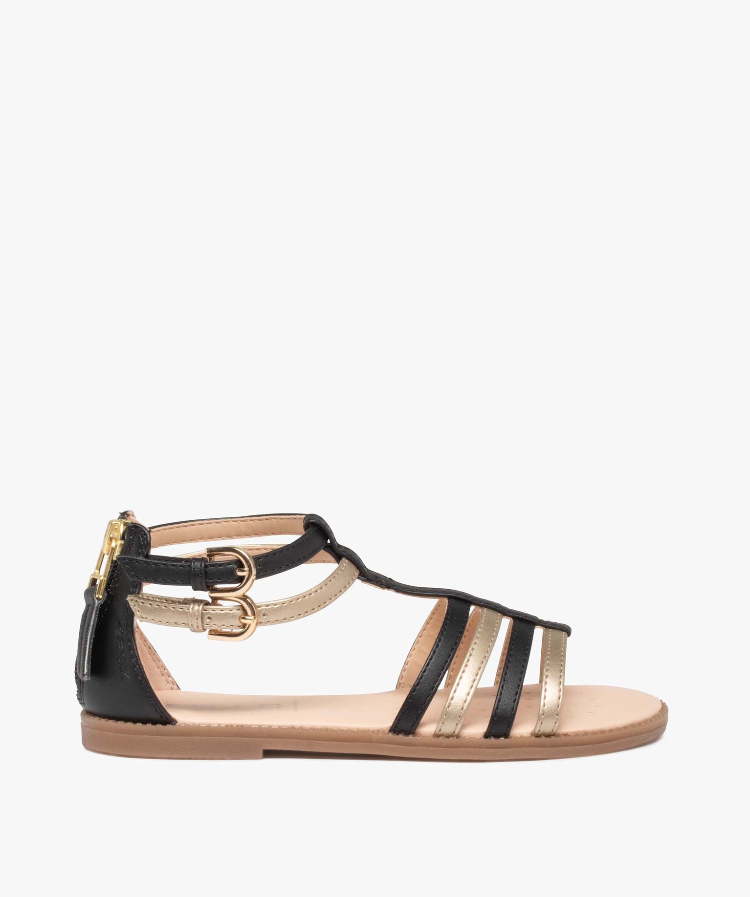sandales fille zippees a brides metallisees geox noir standard sandales et nu pieds fille GEMO