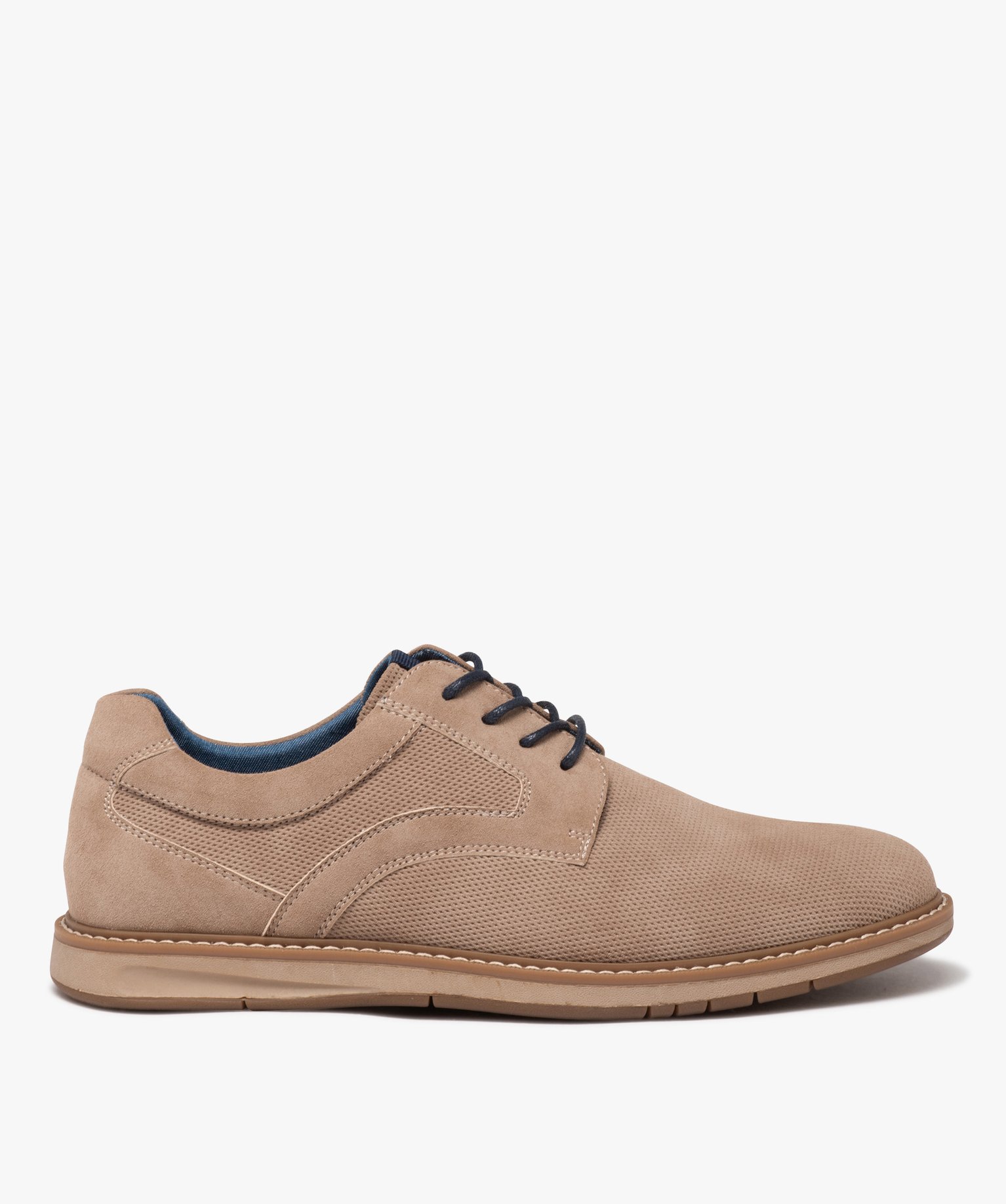 derbies homme unis en suedine dessus alveole beige standard chaussures de ville homme GEMO