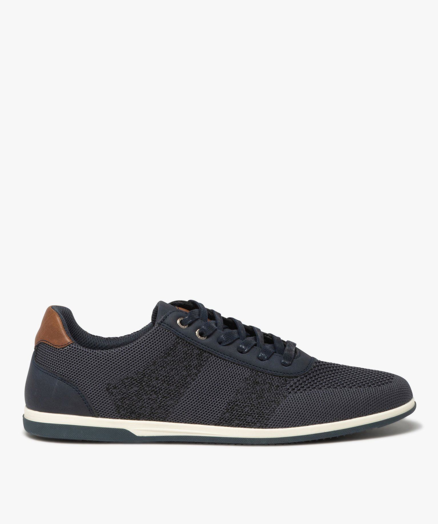 baskets homme unies en mesh style casual a semelle contrastee bleu