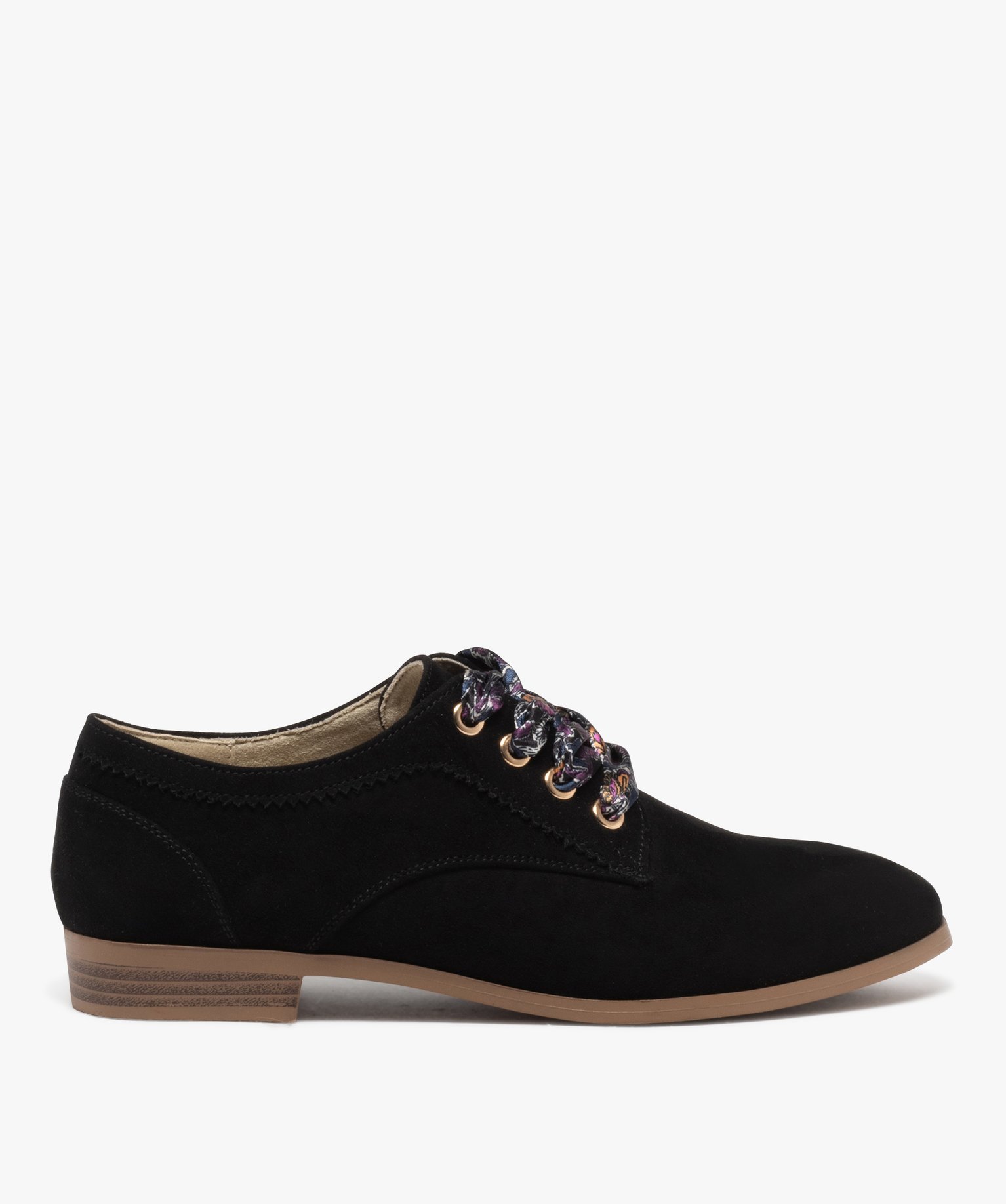 derbies en suedine a lacets foulard femme noir derbies femme G MO