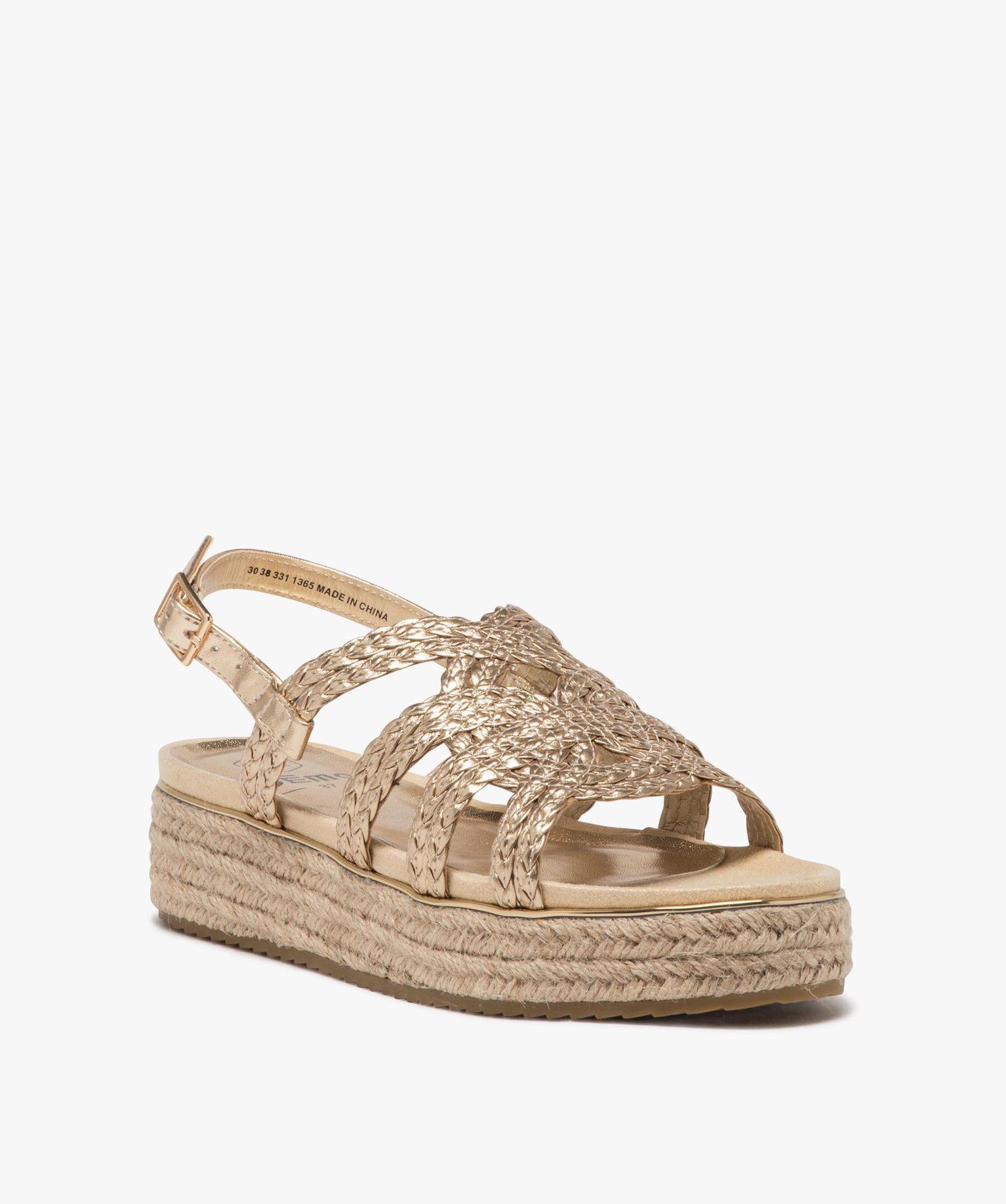 sandales femme a talon plateforme en corde et avec brides tressees