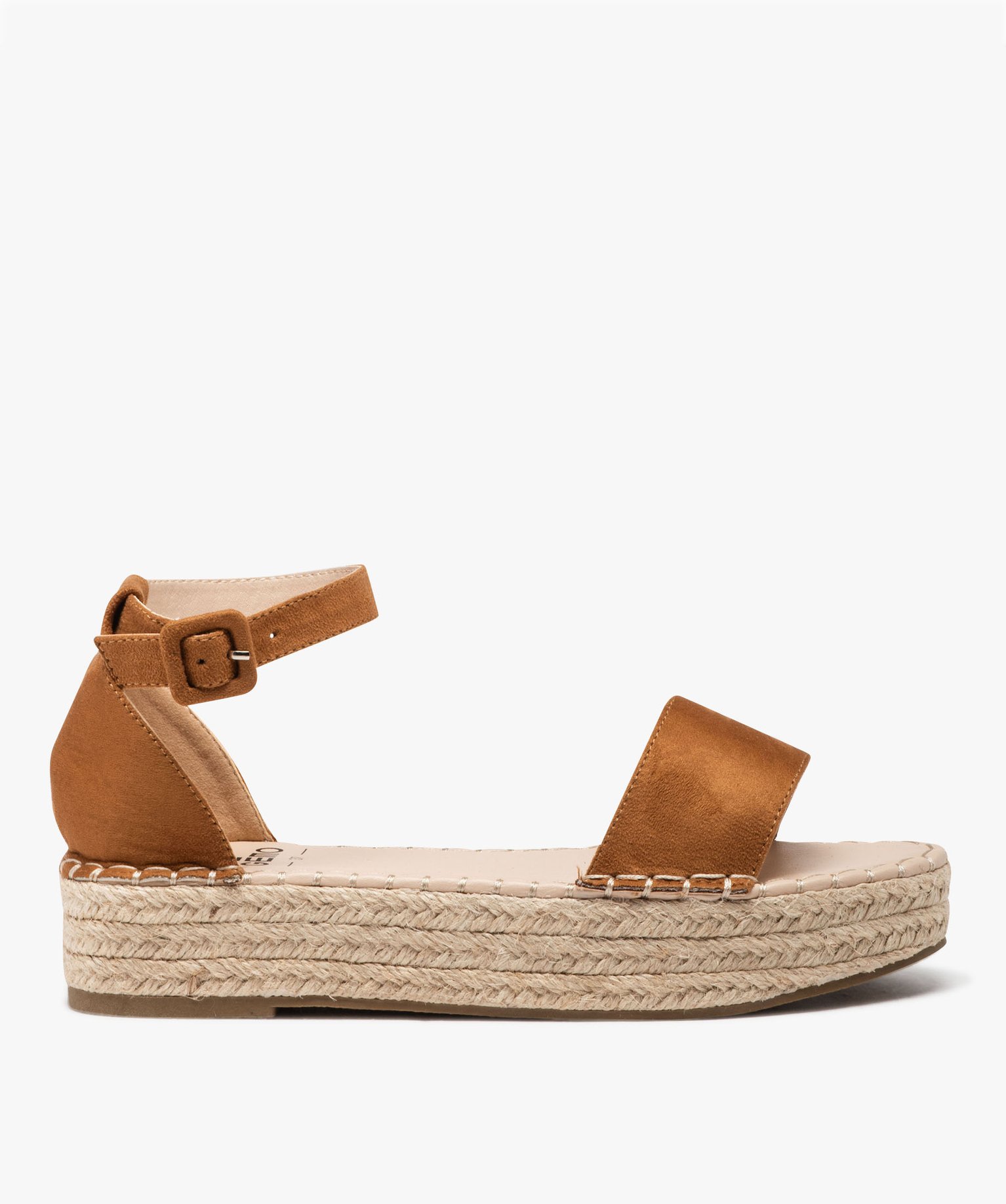 sandales femme compensees en corde avec talon ferme brun sandales plates et nu pieds femme GEMO