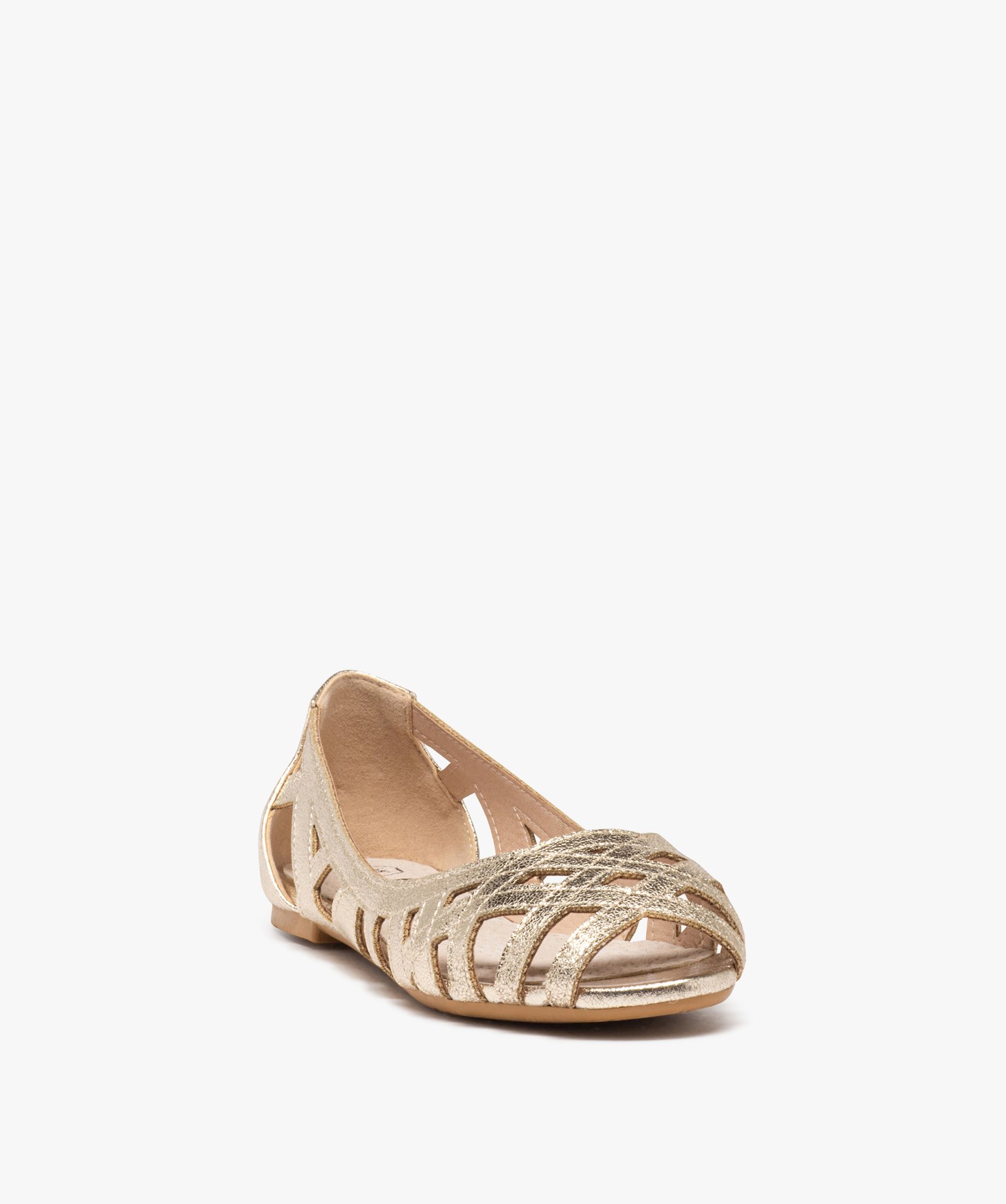 Ballerine bout ouvert doré on sale