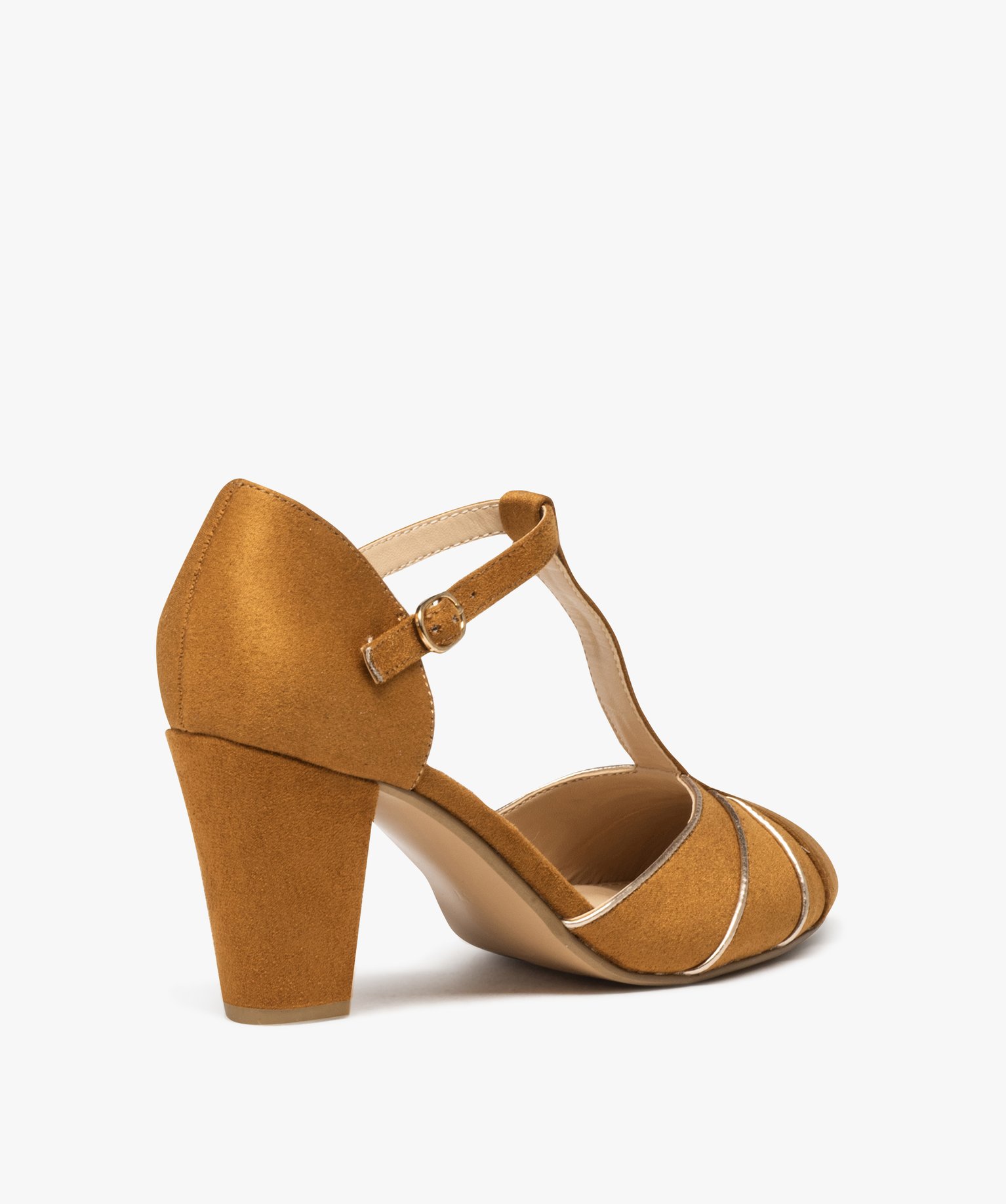 escarpins femme unies a talon style salome avec bout rond marron standard escarpins femme GEMO