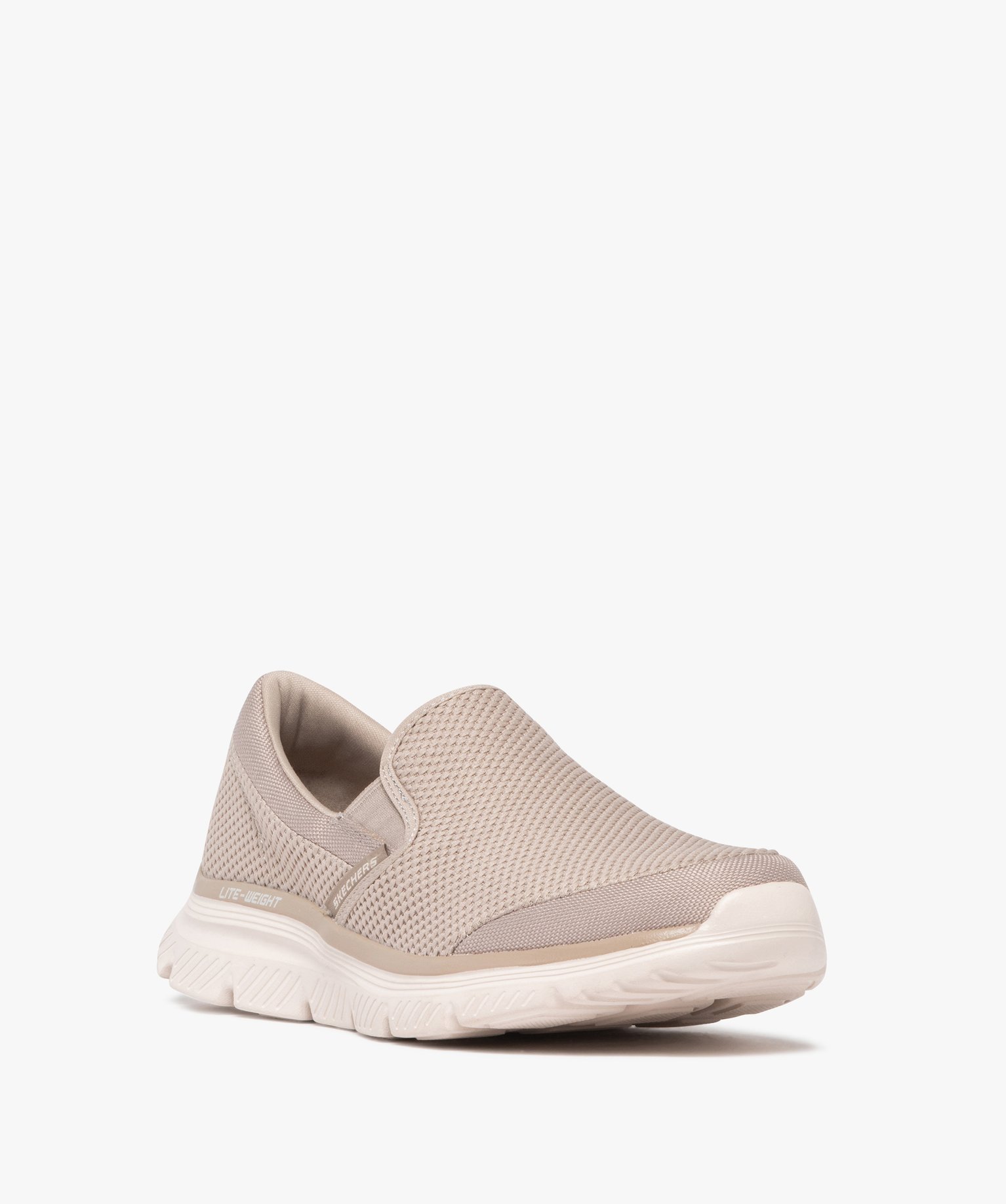 baskets homme slip on running en textile et a semelle epaisse skechers beige baskets et tennis homme GEMO