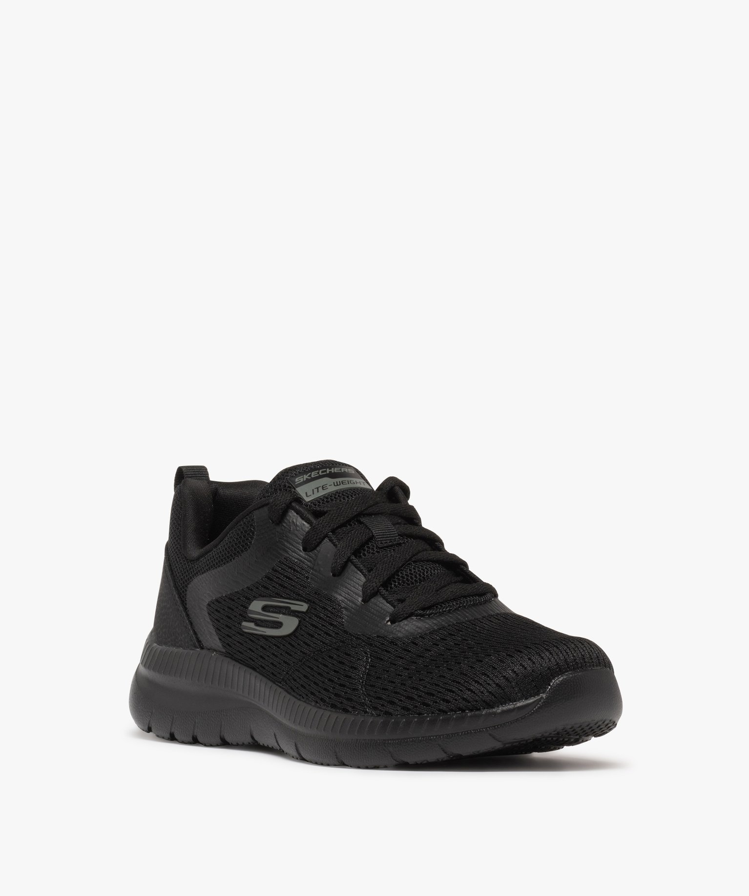 baskets femme en mesh uni a semelle amortissante skechers noir baskets skechers femme GEMO
