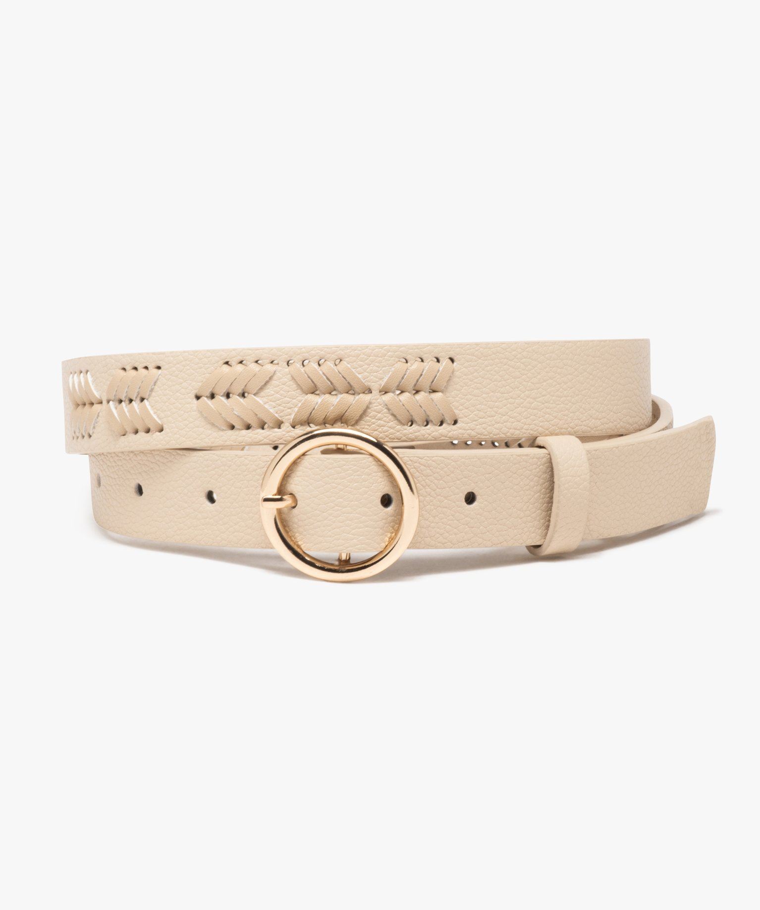 ceinture grainee a tresses et boucle ronde femme beige standard ceintures