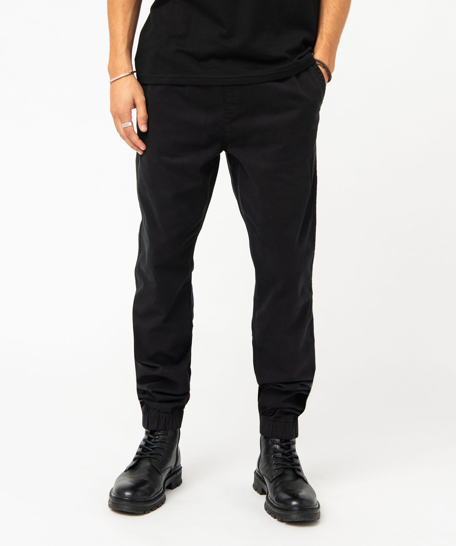 pantalon jogger en toile de coton stretch homme noir