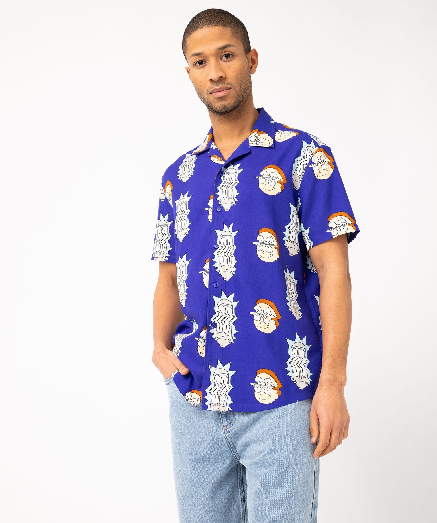 Chemise bleu manche courte homme best sale