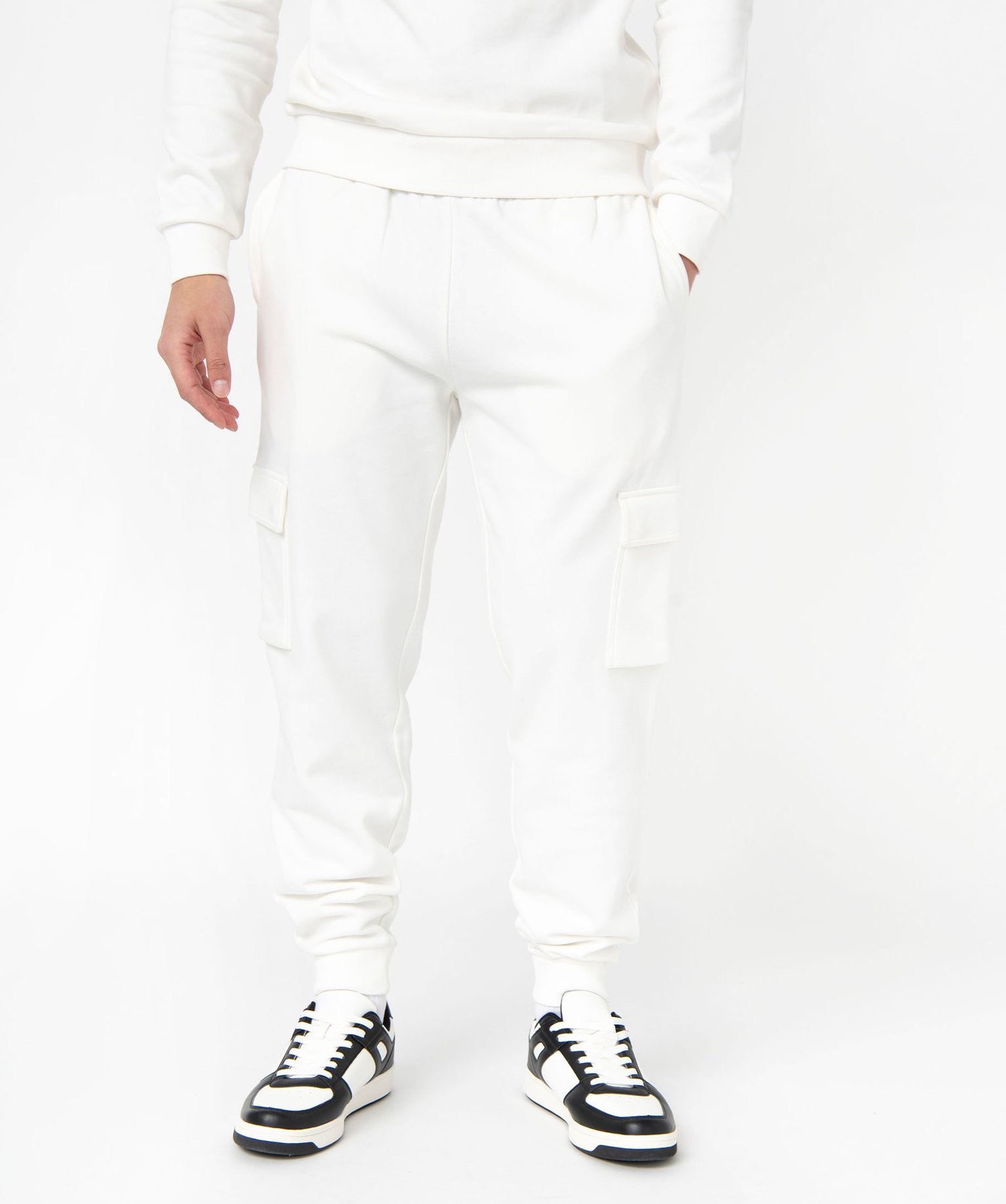 pantalon de jogging coupe cargo homme blanc