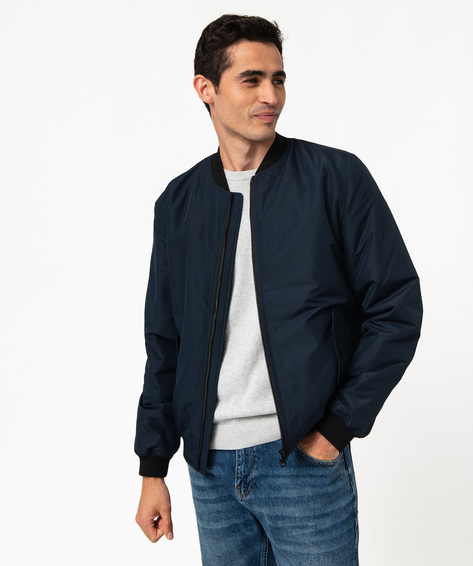 blouson zippe style bomber homme bleu homme GEMO
