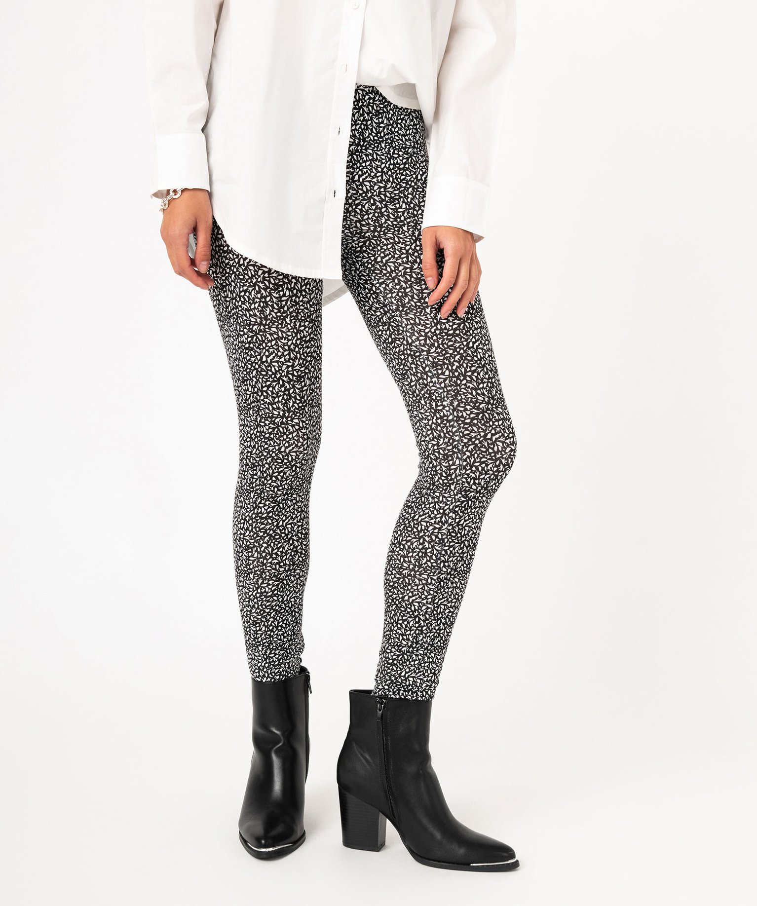 legging imprime en coton extensible femme gris leggings et jeggings
