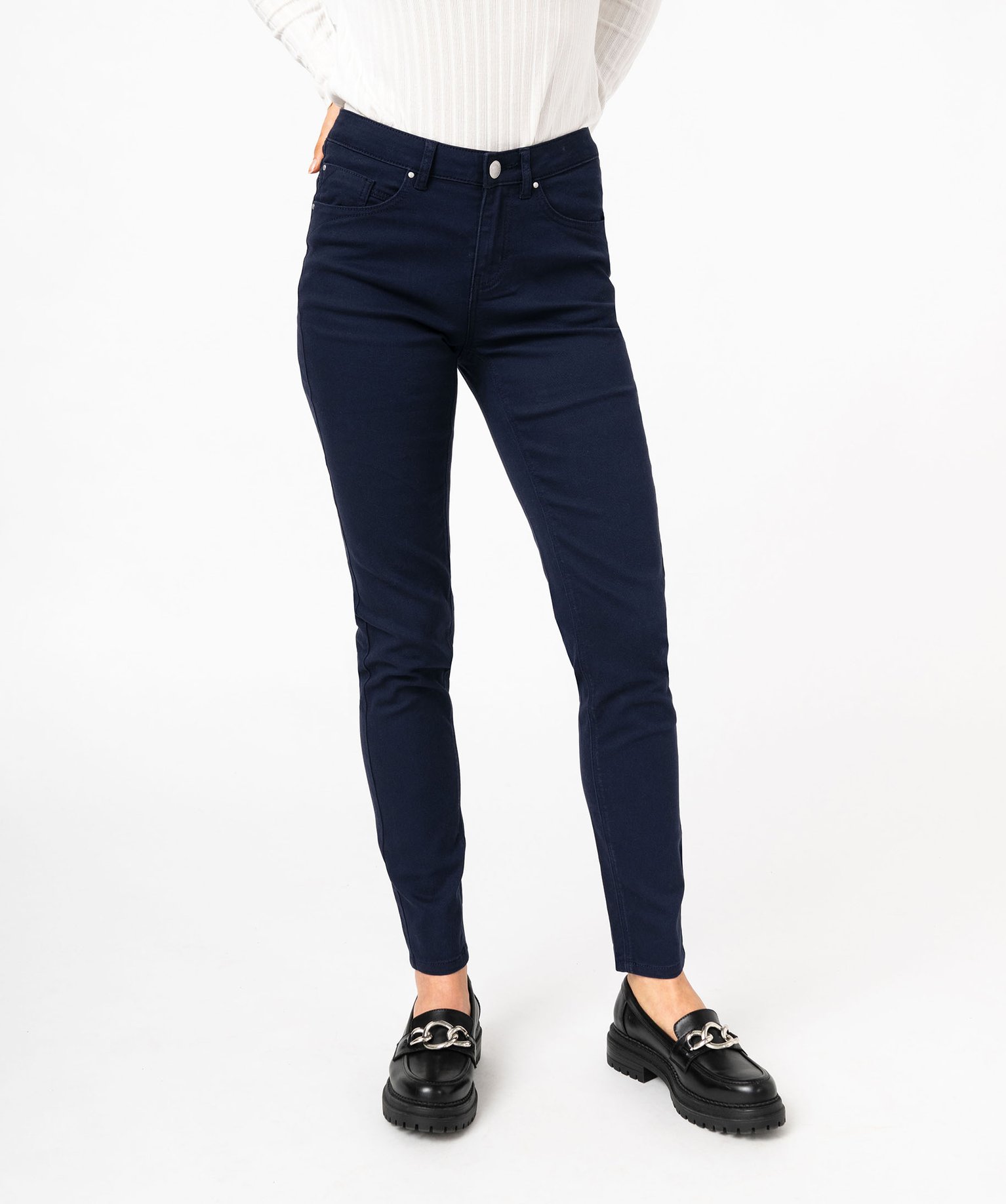 pantalon coupe slim taille normale femme bleu pantalons