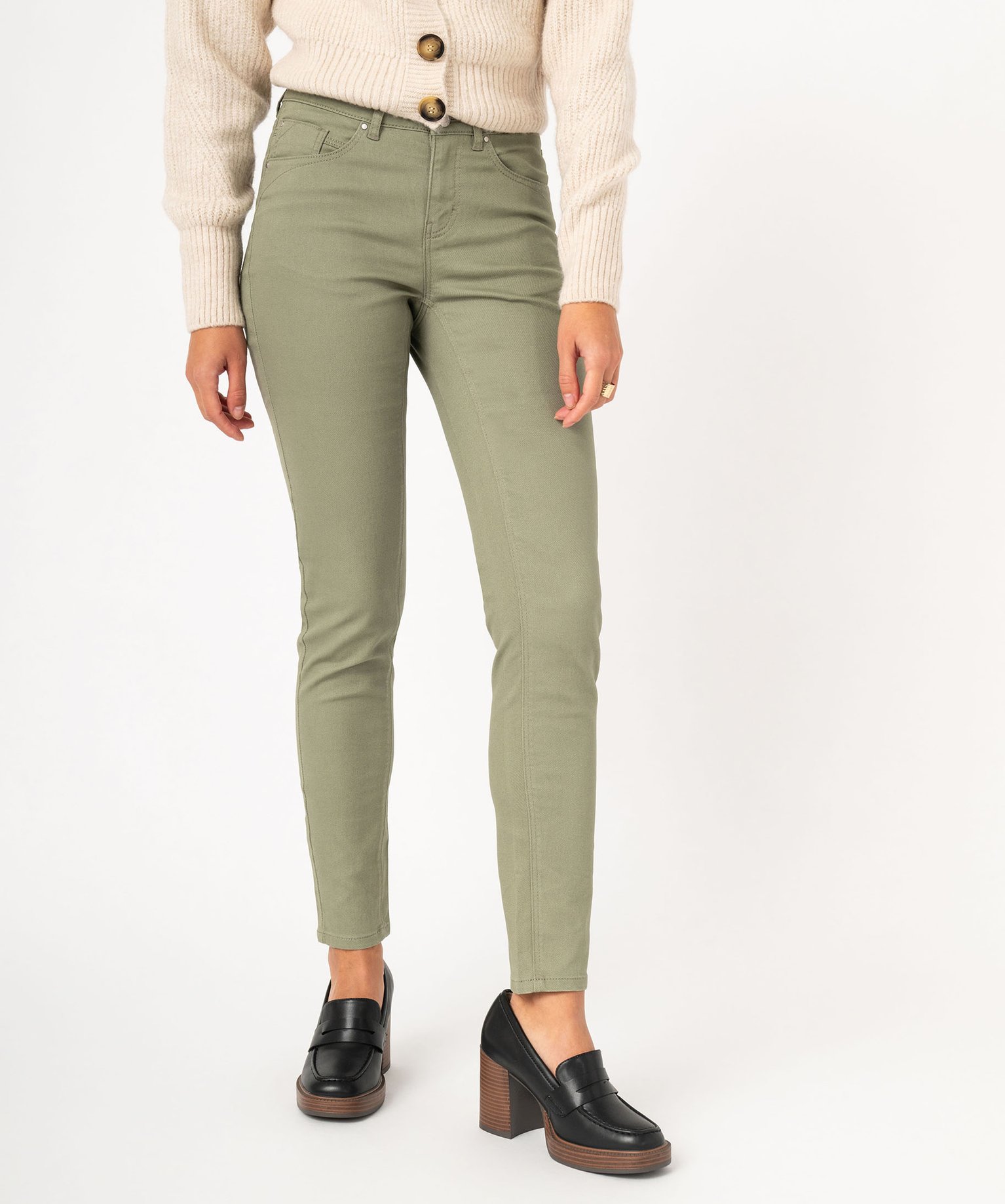 pantalon coupe slim taille normale femme vert pantalons