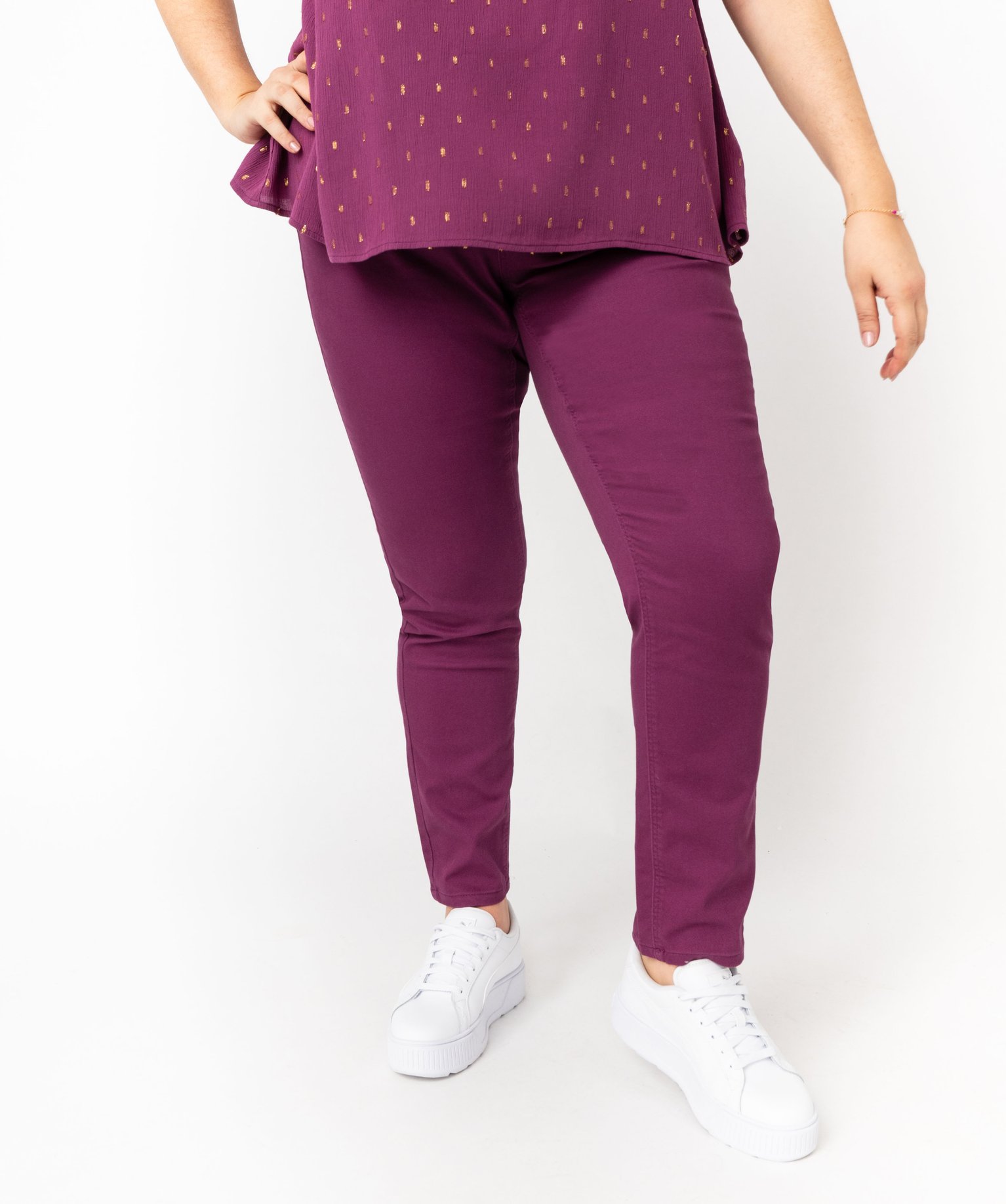 pantalon coupe regular femme grande taille violet pantalons et jeans