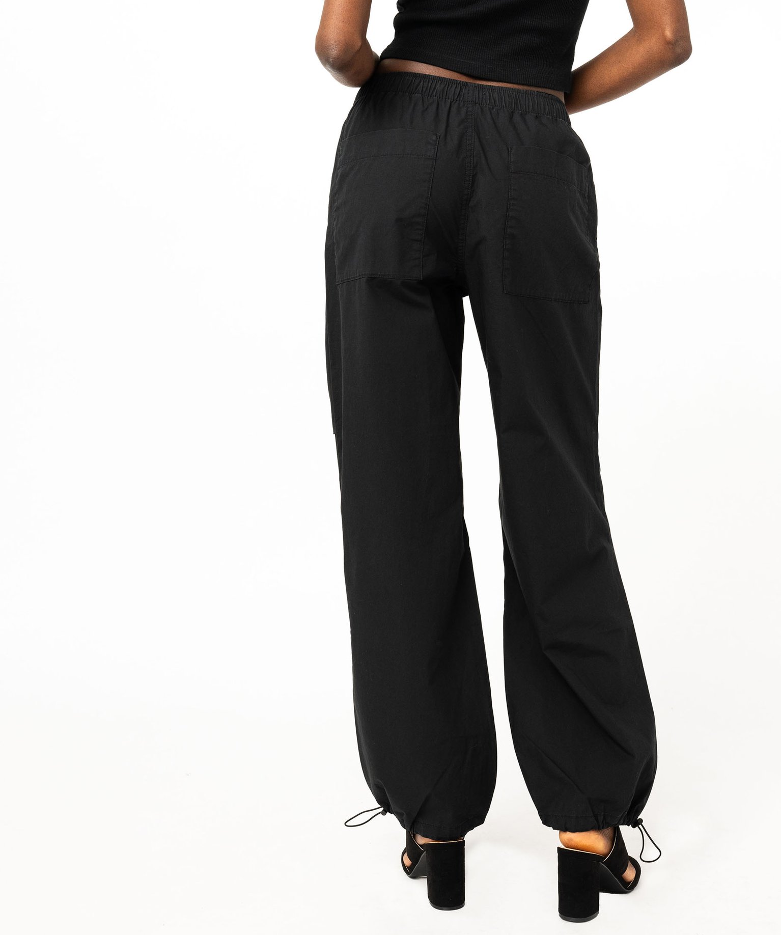pantalon baggy en toile de coton femme noir pantalons femme GEMO