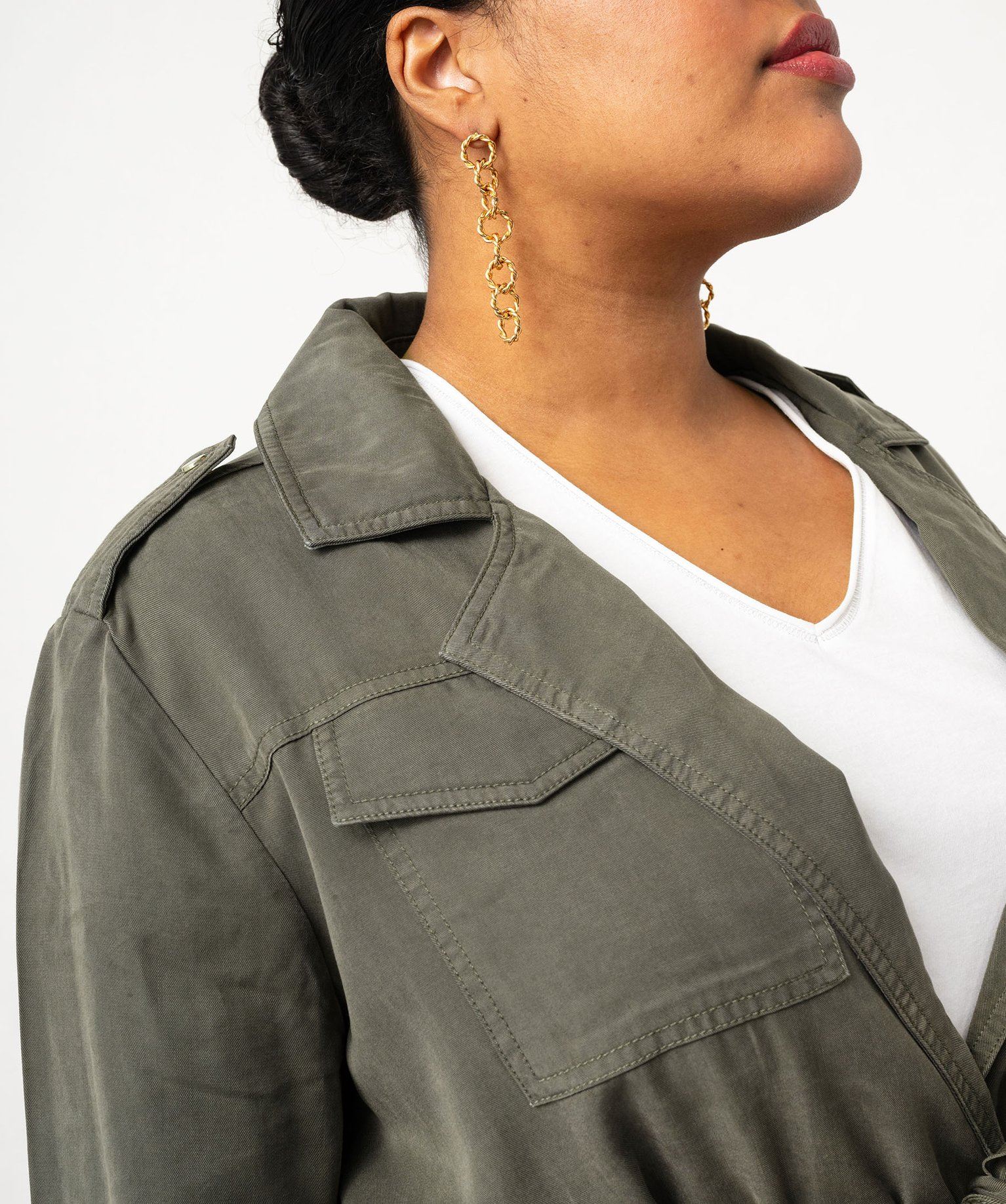 veste saharienne en lyocell femme grande taille kaki standard