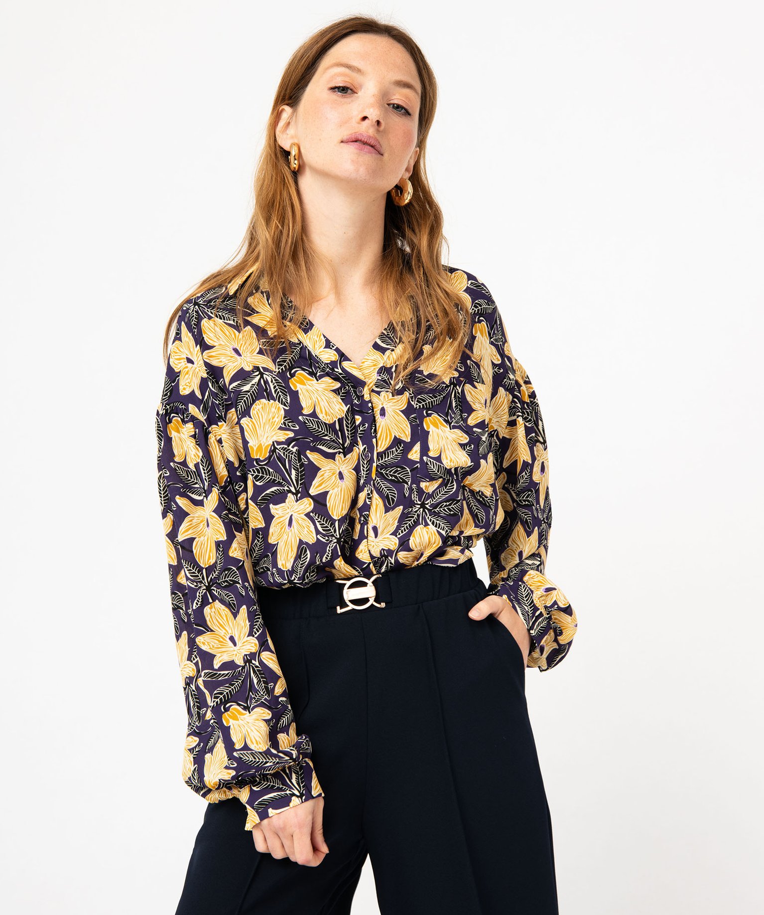 chemise a motifs fleuris femme imprime chemisiers