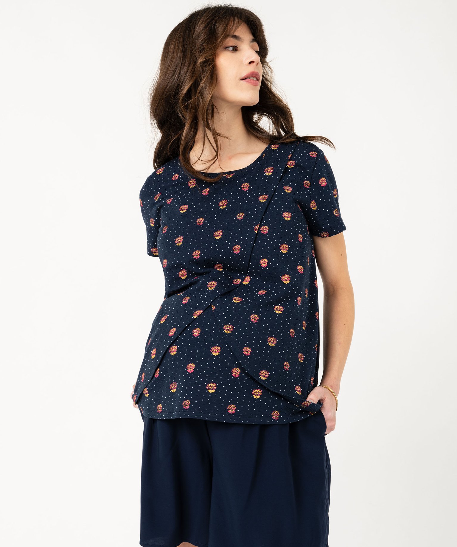tee shirt de grossesse et dallaitement a motifs bleu t shirts manches courtes femme GEMO