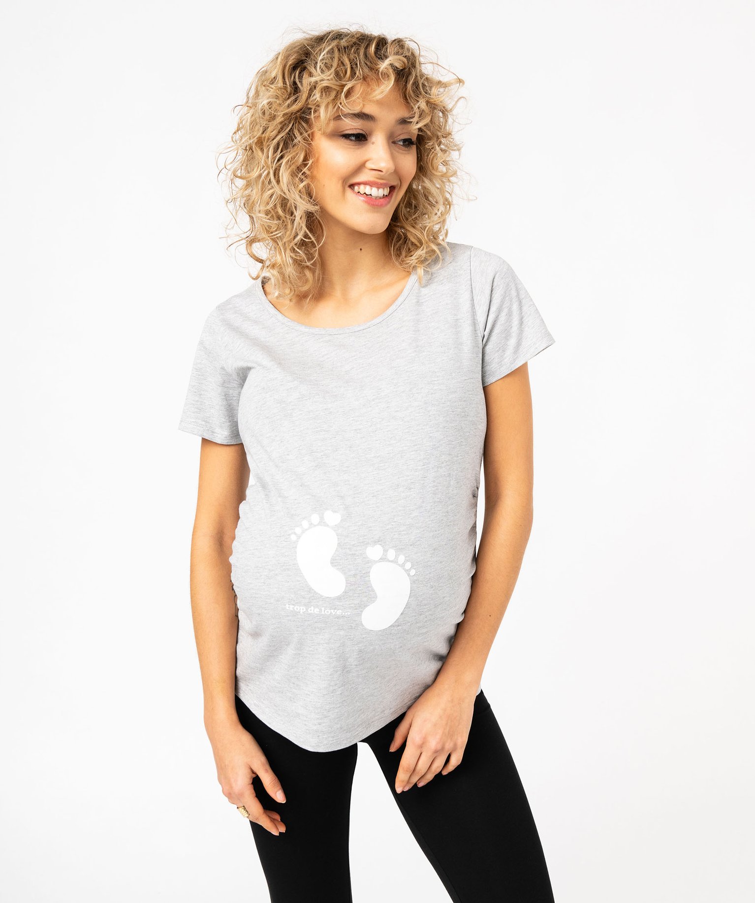 tee-shirt de grossesse imprime a manches courtes gris t-shirts manches courtes
