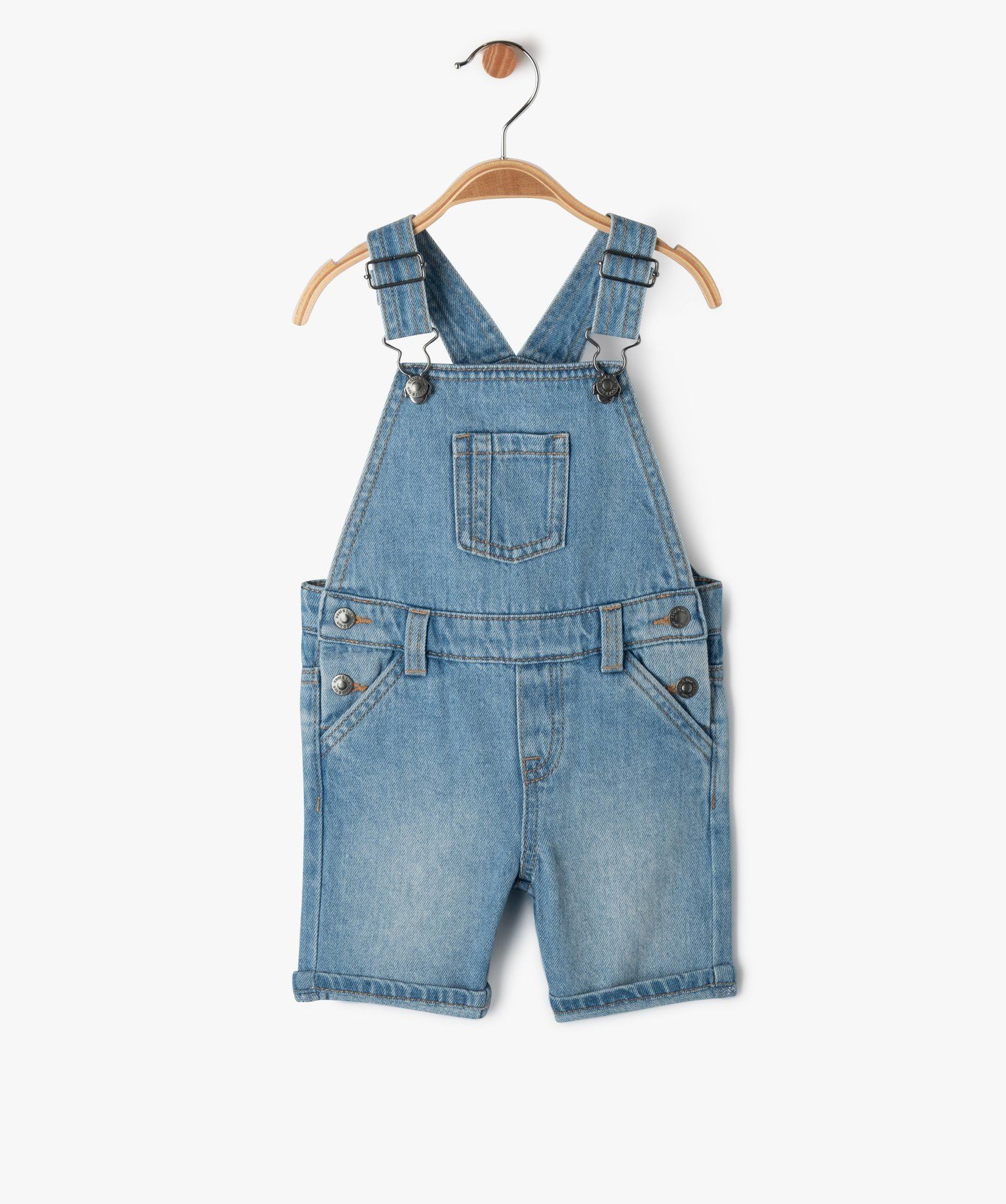 salopette en jean courte delavee bebe garcon bleu jeans