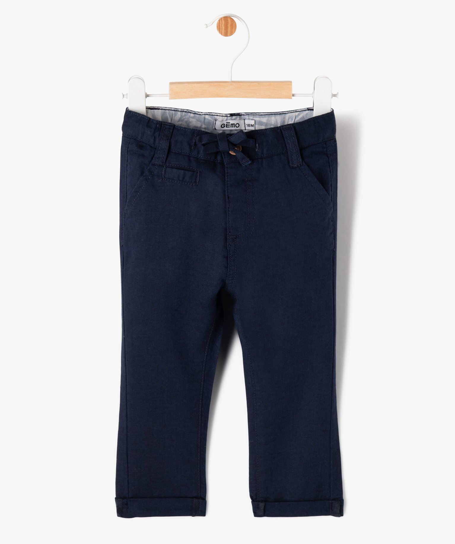 pantalon en lin et coton bebe garcon bleu pantalons