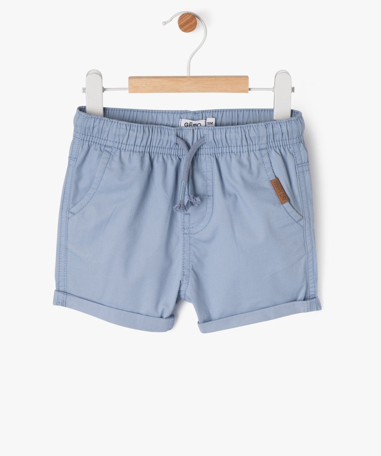 bermuda en toile a taille elastiquee bebe garcon bleu shorts