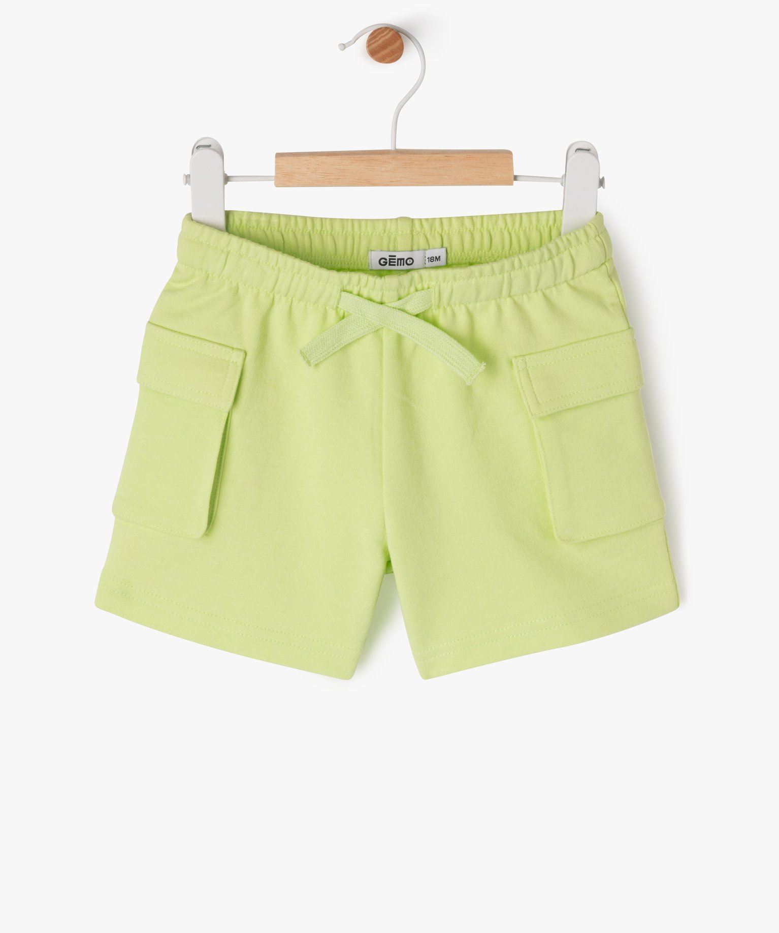 short en maille avec poches a rabat sur les cuisses bebe garcon vert shorts