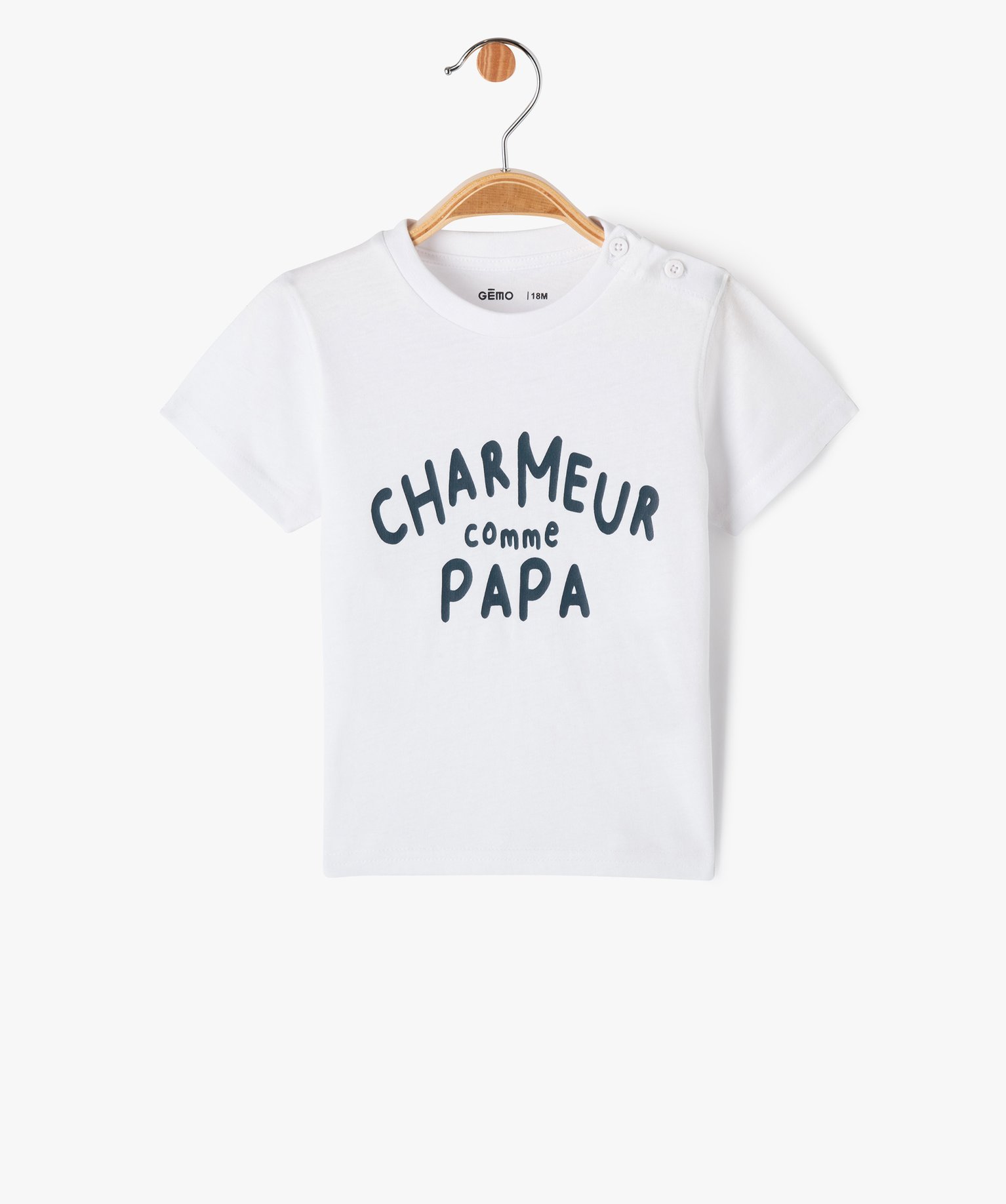 tee-shirt manches courtes a message fantaisie bebe garcon blanc tee-shirts manches courtes
