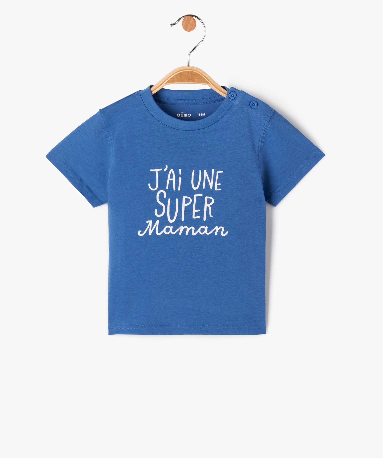 tee-shirt manches courtes a message fantaisie bebe garcon bleu tee-shirts manches courtes