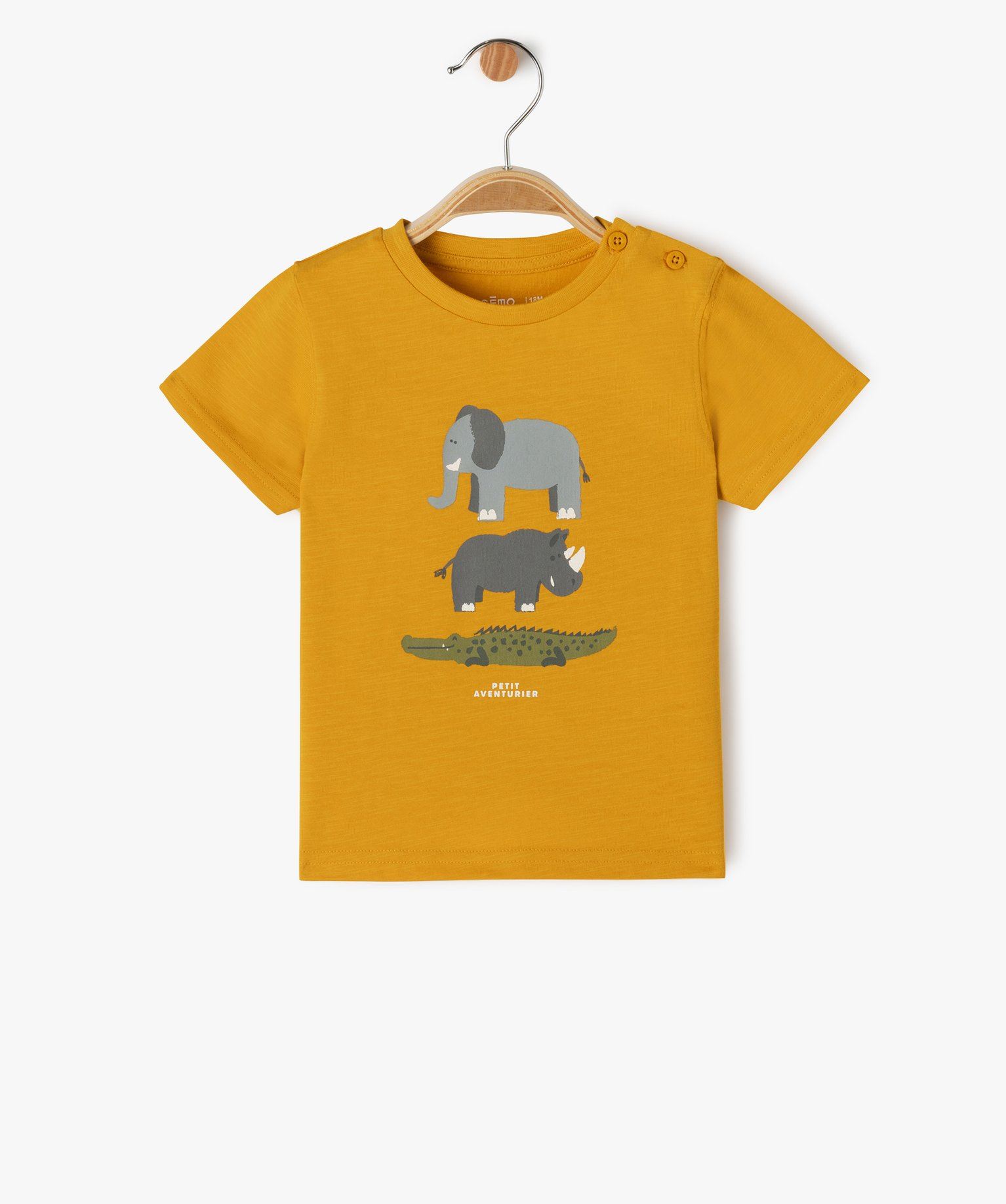 tee-shirt a manches courtes avec motif animaux bebe garcon jaune tee-shirts manches courtes