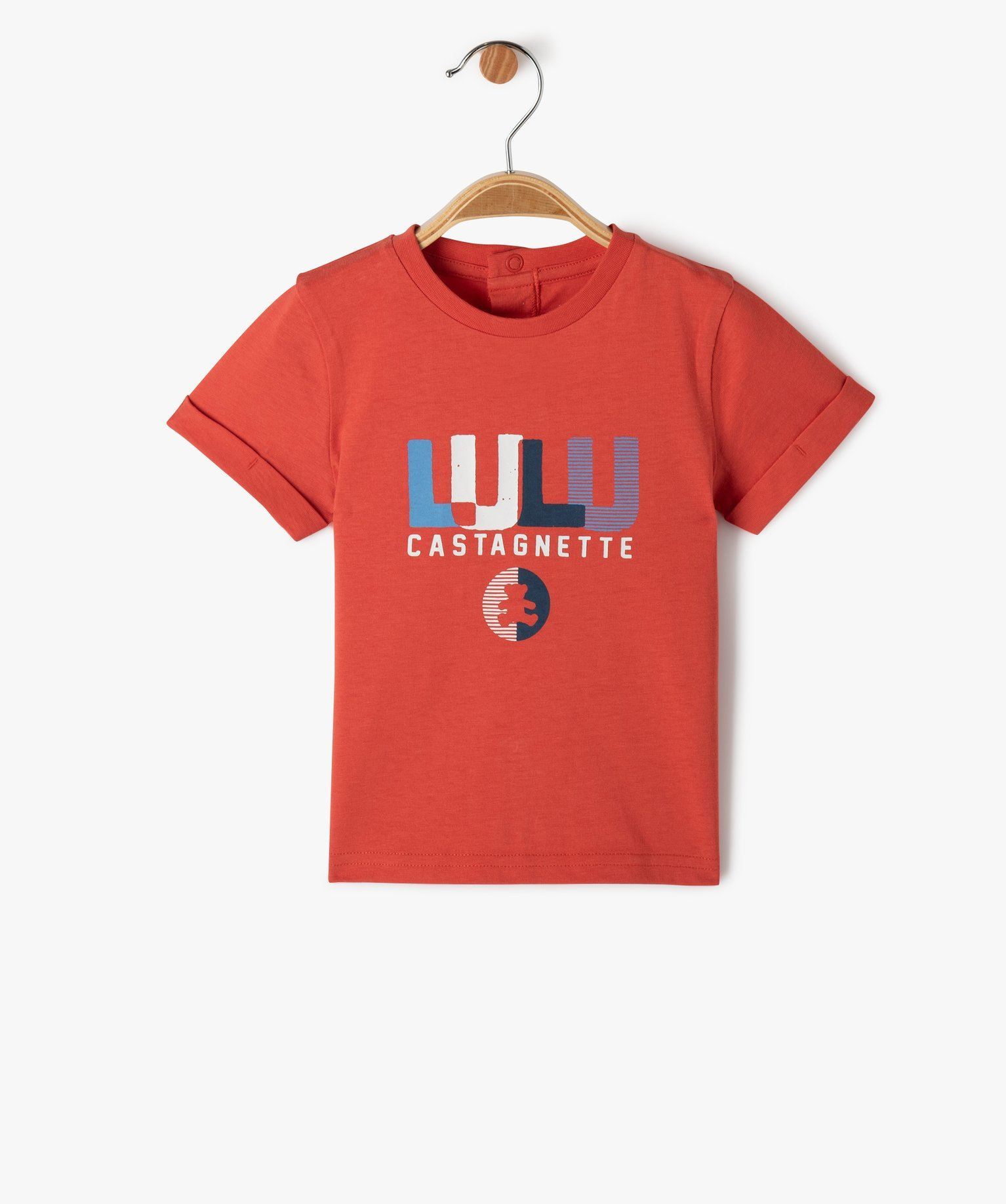 tee-shirt a manches courtes avec inscription bebe garcon - lulucastagnette rouge tee-shirts manches courtes