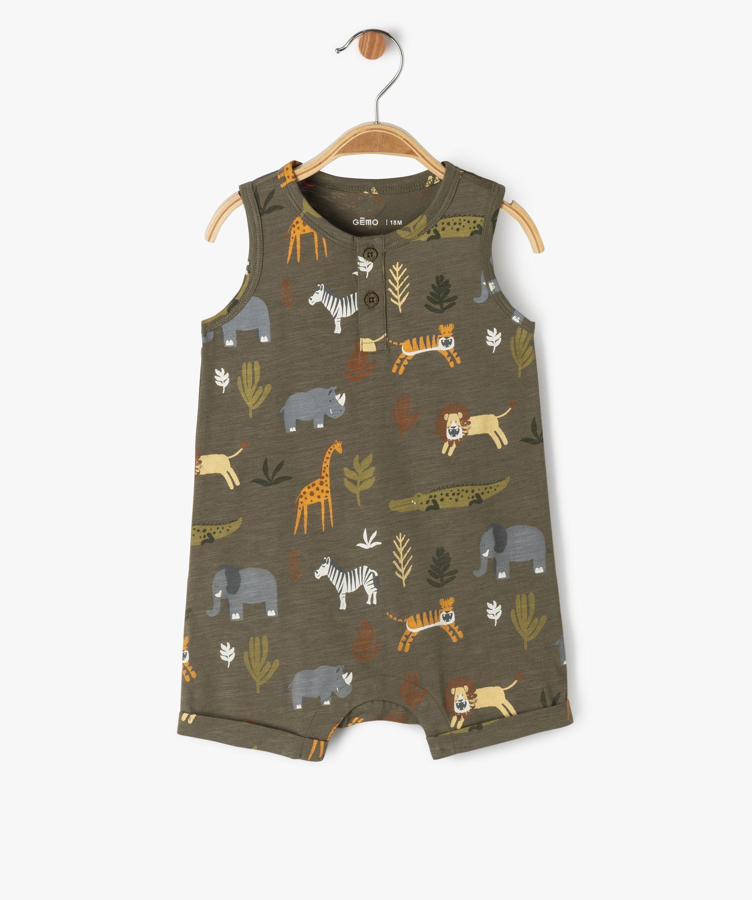 combishort avec motifs jungle bebe garcon vert standard shorts et