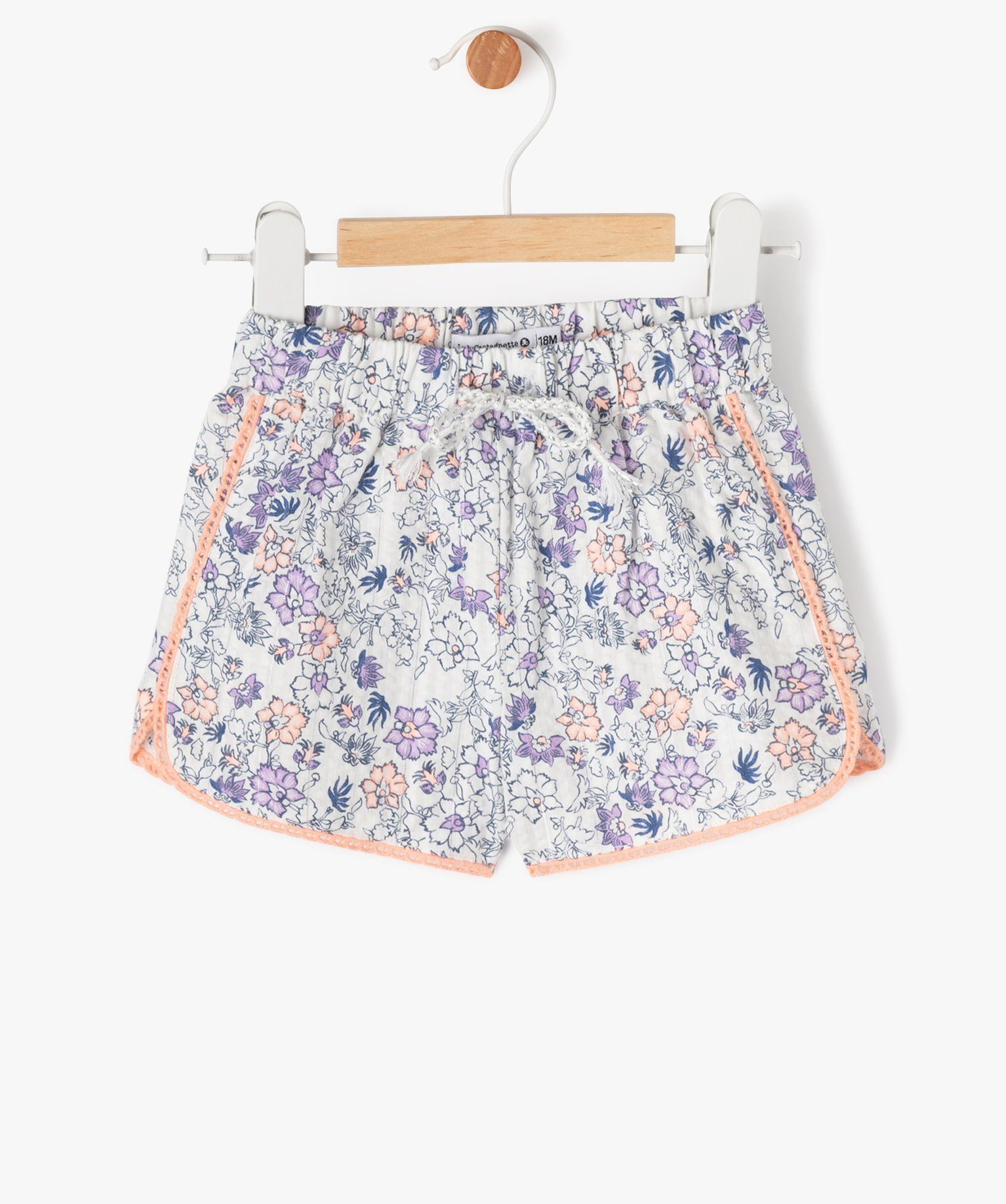 short a motifs fleuris bebe fille - lulucastagnette beige shorts