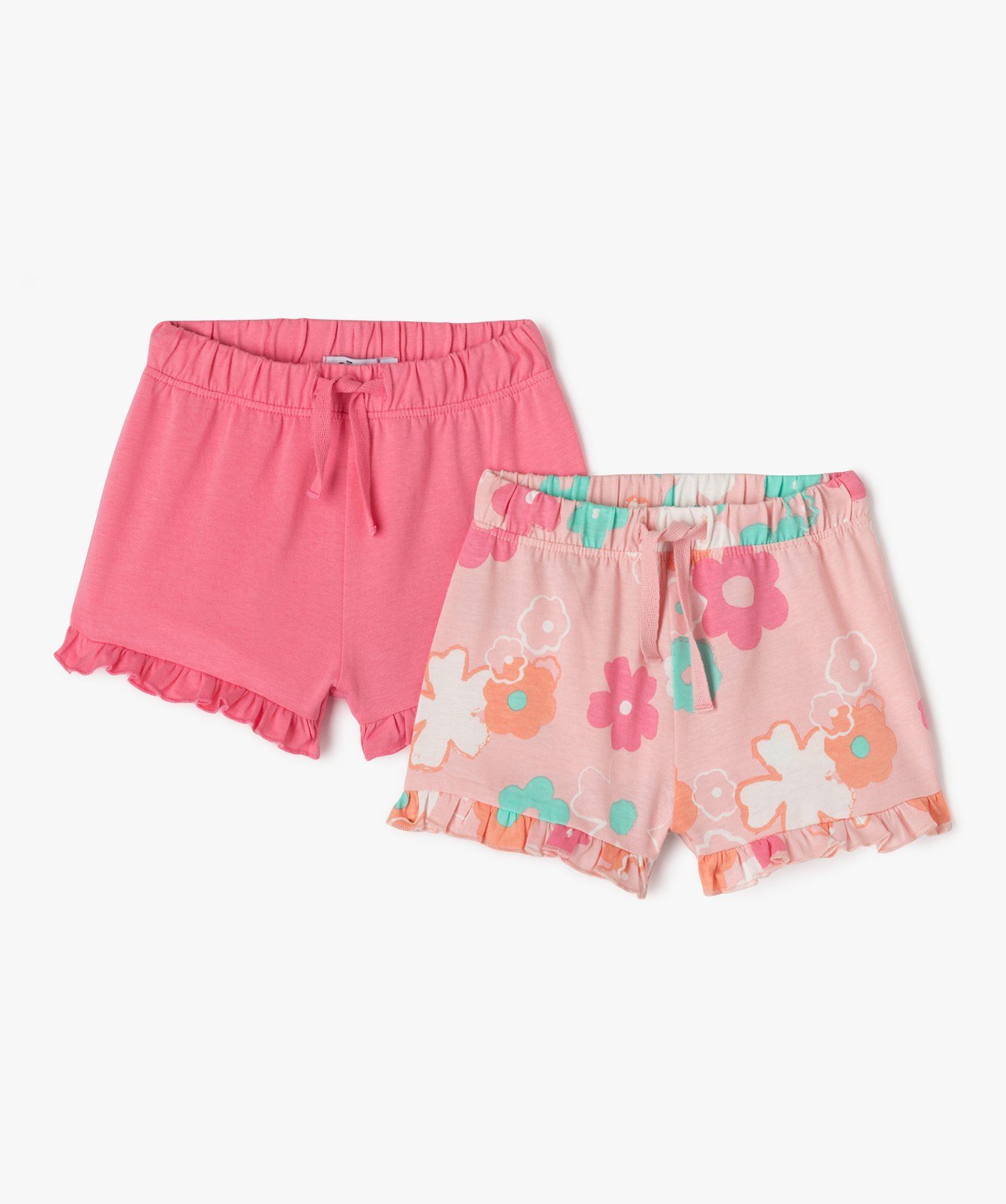 short en coton avec volants bebe fille (lot de 2) rose shorts
