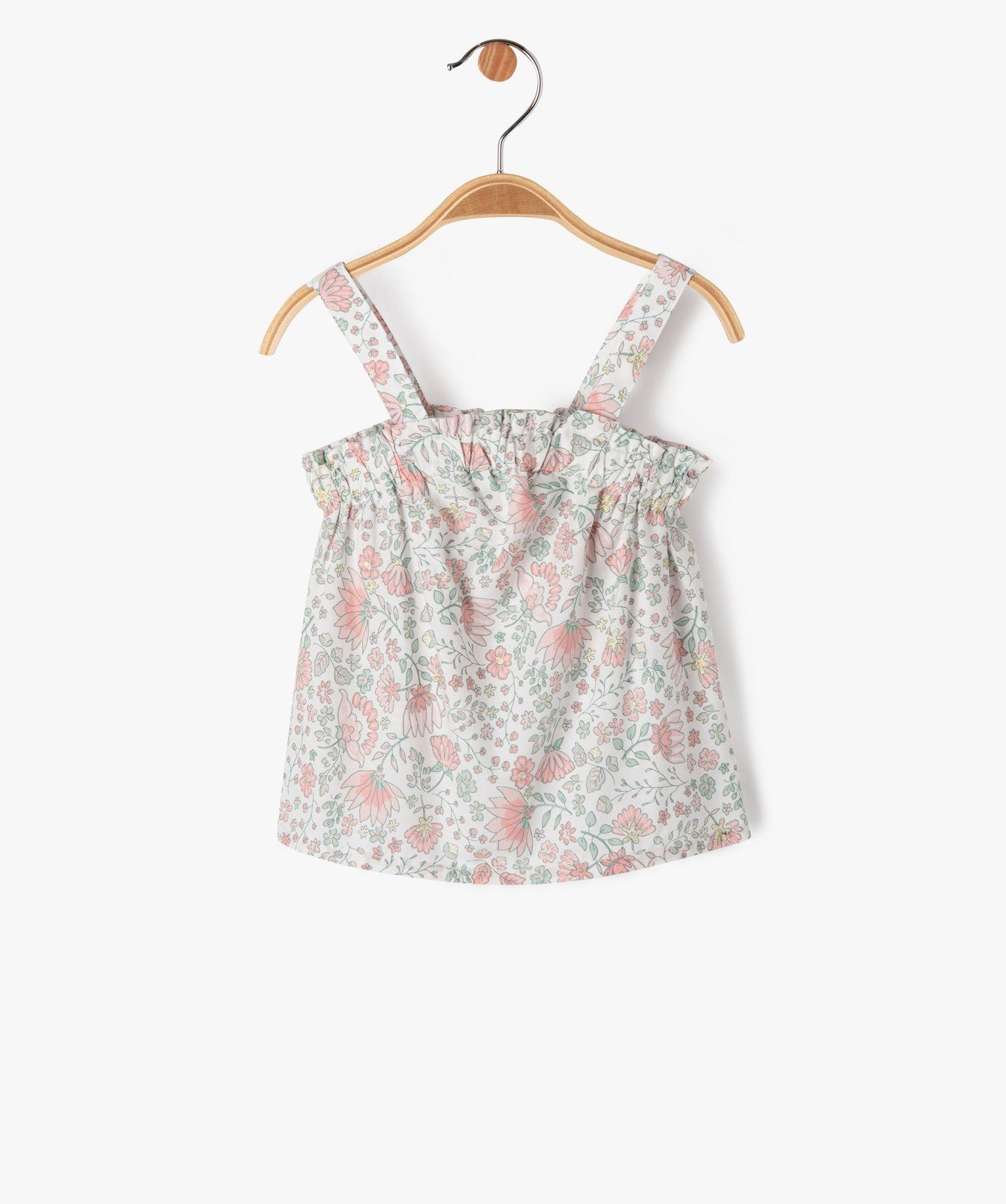 blouse a bretelles a motifs fleuris bebe fille rose chemisiers et blouses
