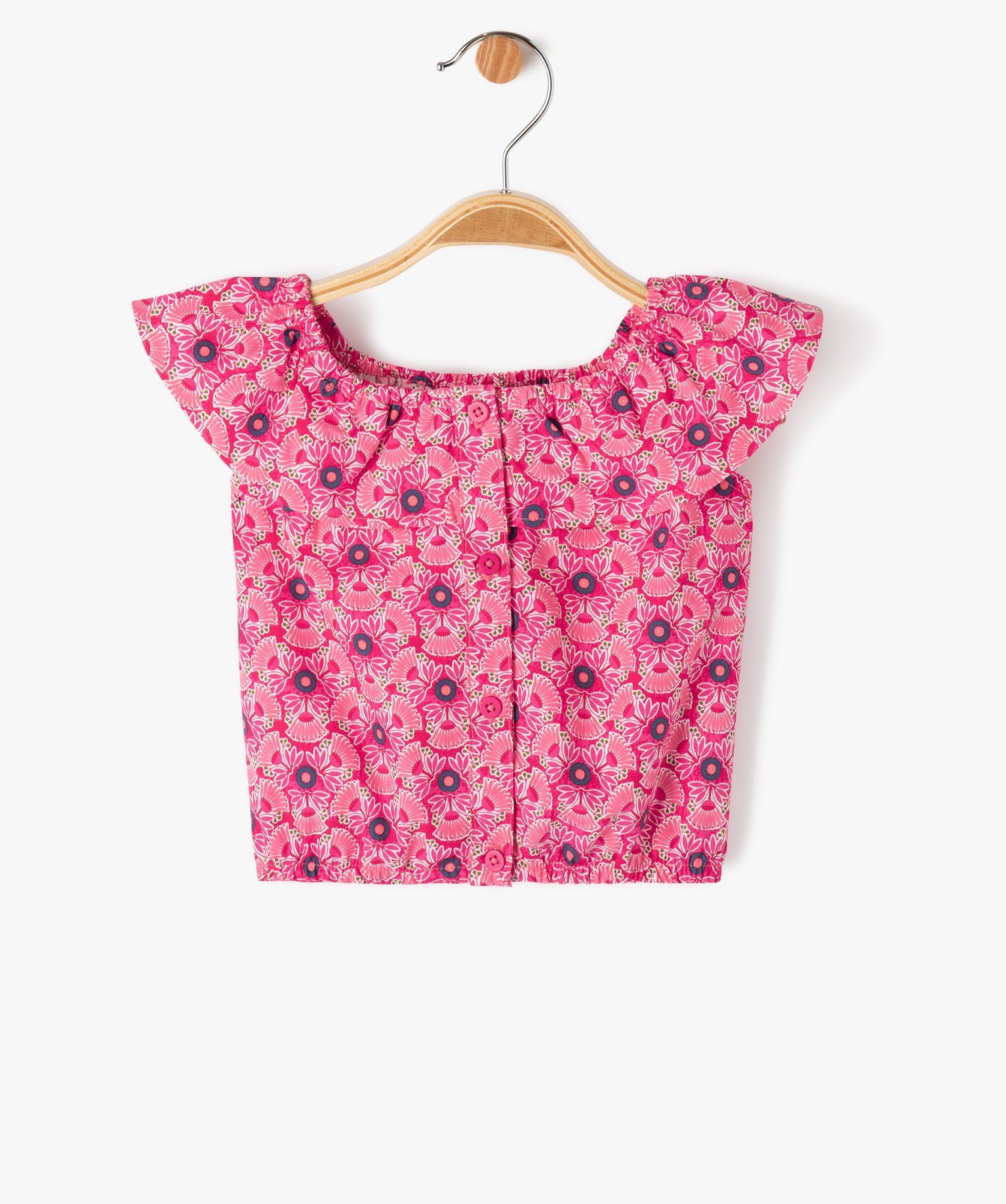 blouse sans manches imprimee avec volant sur le col bebe fille rose chemisiers et blouses