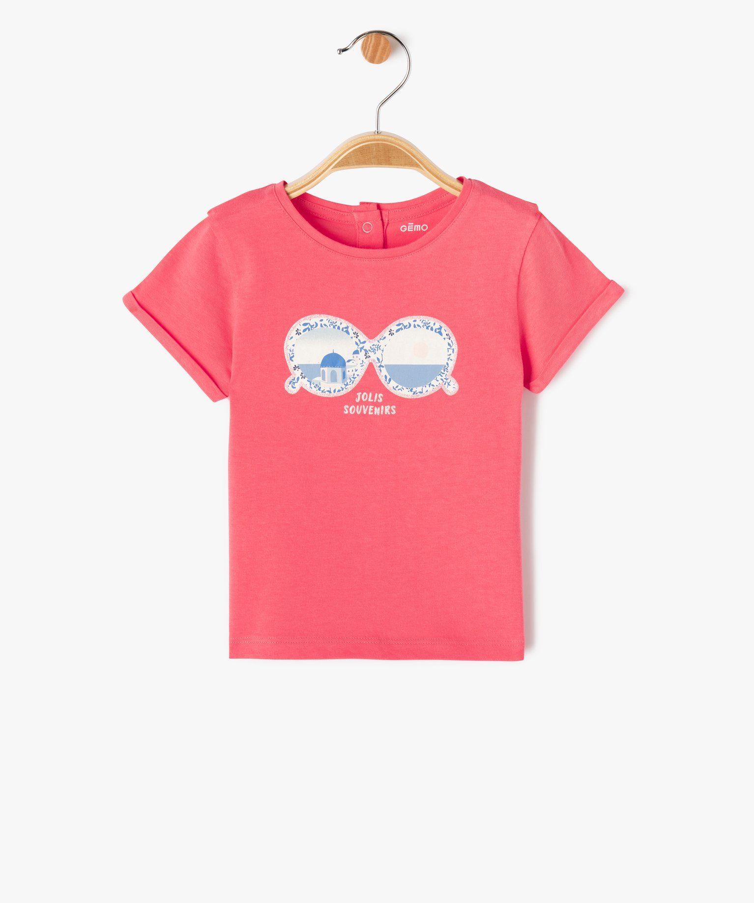 tee-shirt a manches courtes a motif estival bebe fille rose tee-shirts manches courtes