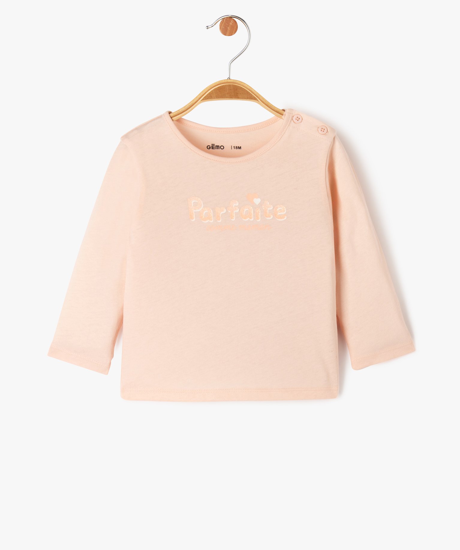 tee-shirt a manches longues a message bebe fille rose tee-shirts manches longues