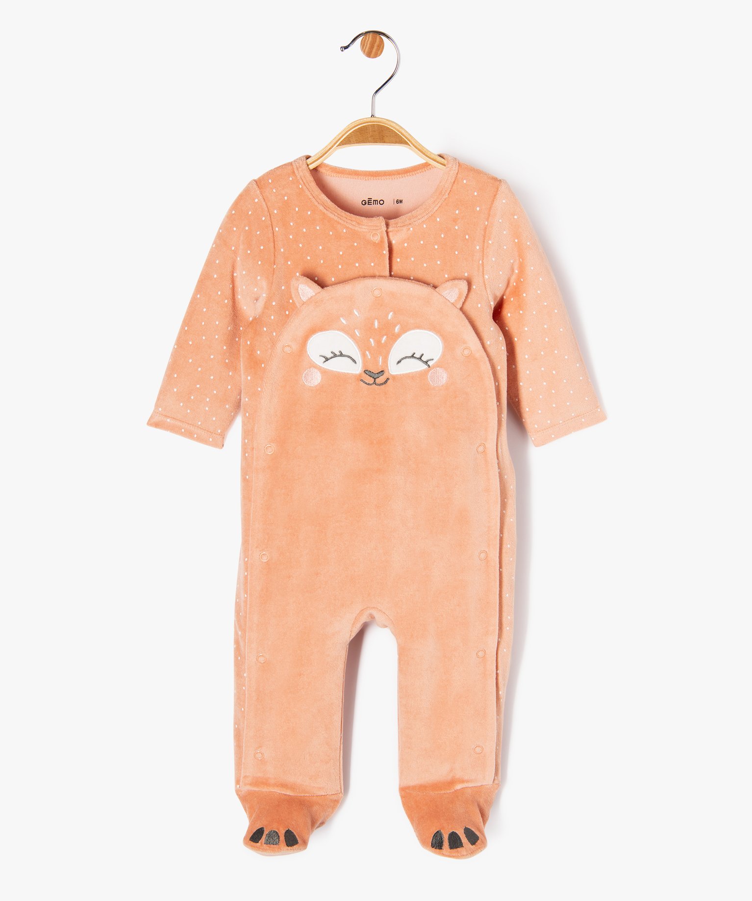 pyjama en velours avec motif animal bebe fille rose