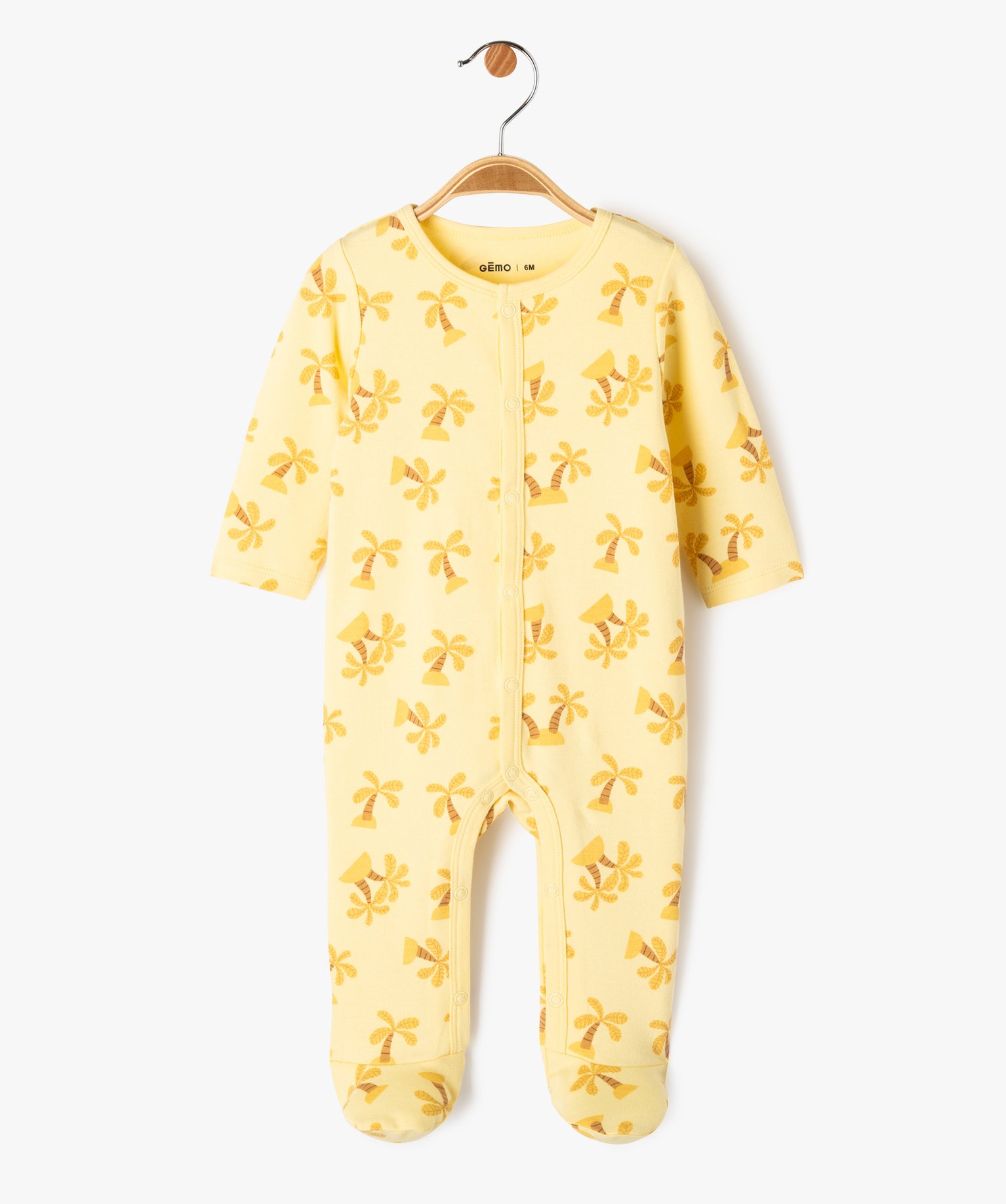 pyjama dors bien fermeture devant avec motifs palmiers bebe jaune pyjamas ouverture devant bebe GEMO