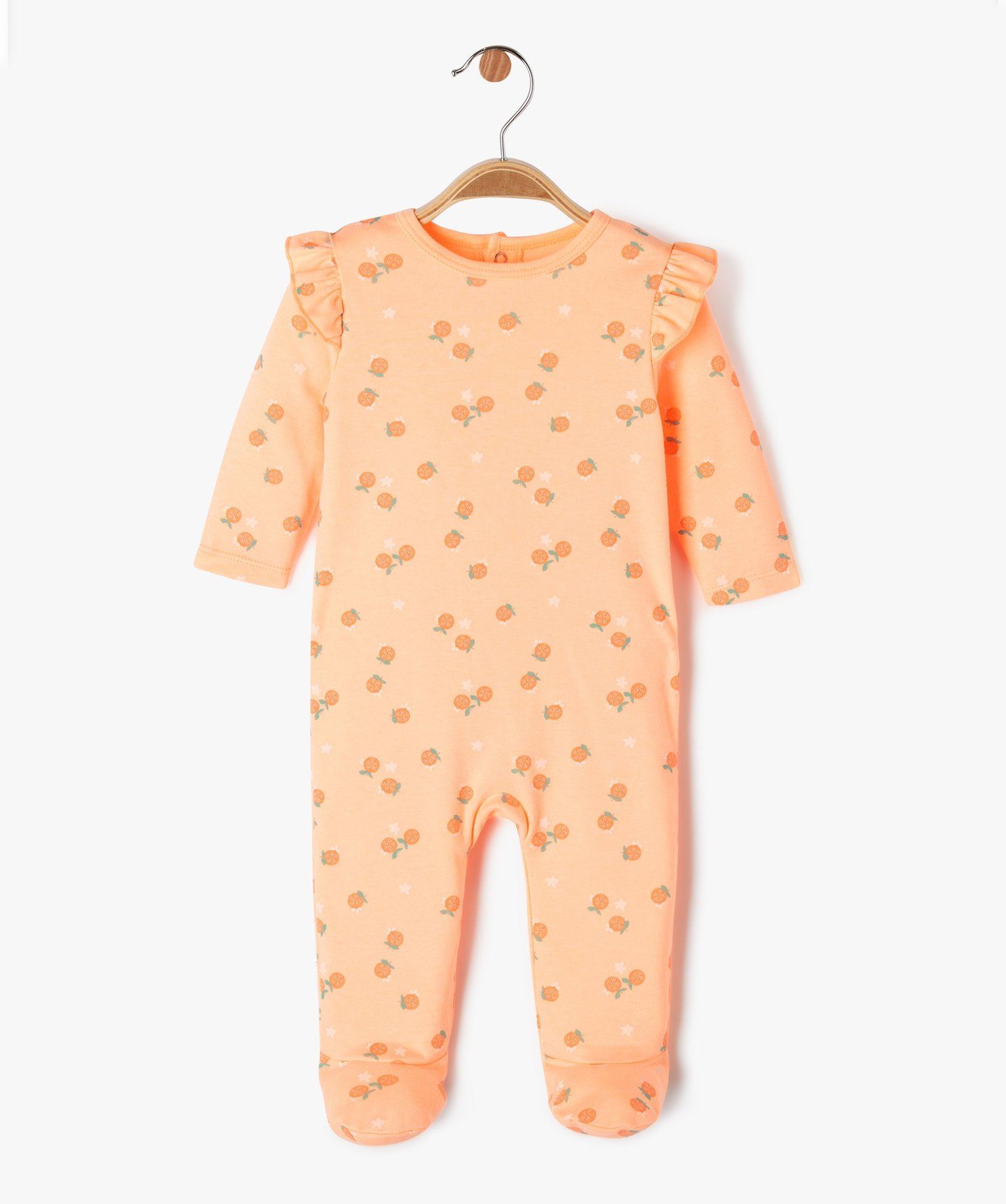 pyjama dors-bien avec volants sur les epaules bebe fille orange