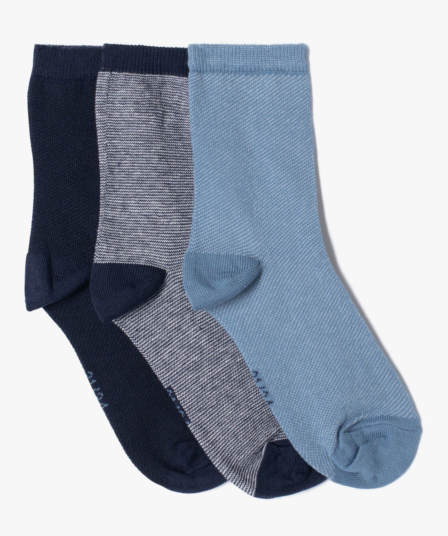 chaussettes tige haute en coton pique garcon (lot de 3) navy