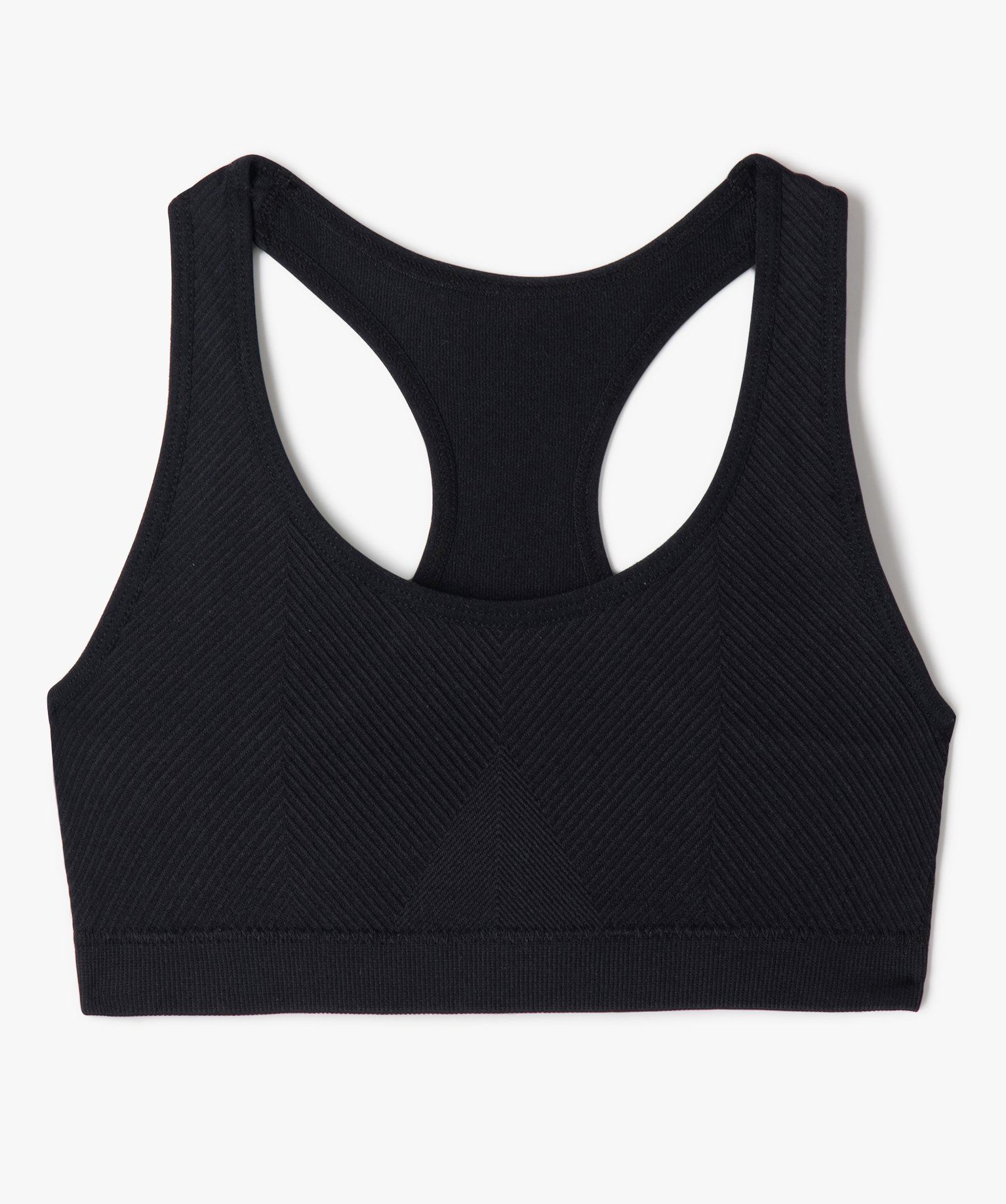 brassiere dos nageur en microfibre cotelee sans coutures fille noir
